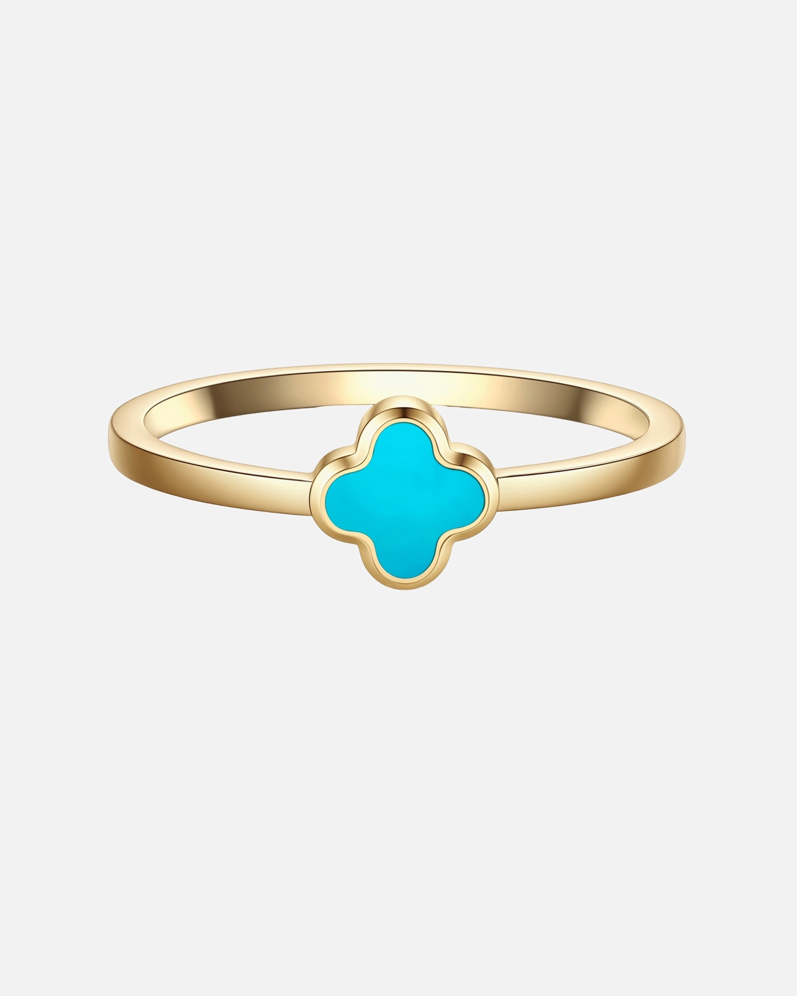 Bague for FemmeGlanzstücke MünchenBague trèfle en acier inoxydable en or jaune avec turquoise (synth.)54