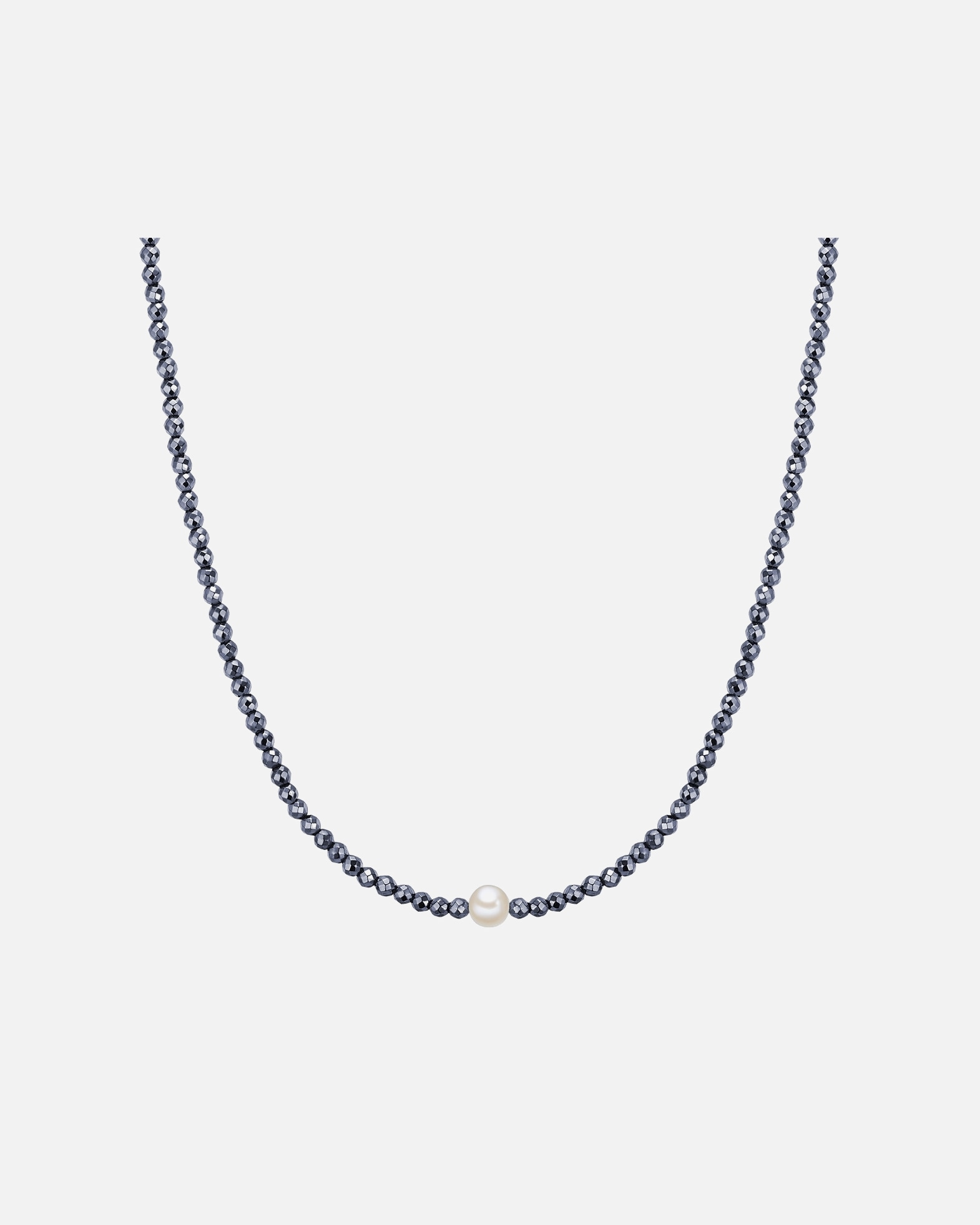 Halskette für Weiblich Valero Pearls Perlen-Kette Sterling Silber Hämatit Süßwasser-Zuchtperle in Silber 40,0 cm Basiskette + 5,0 cm Verlängerung