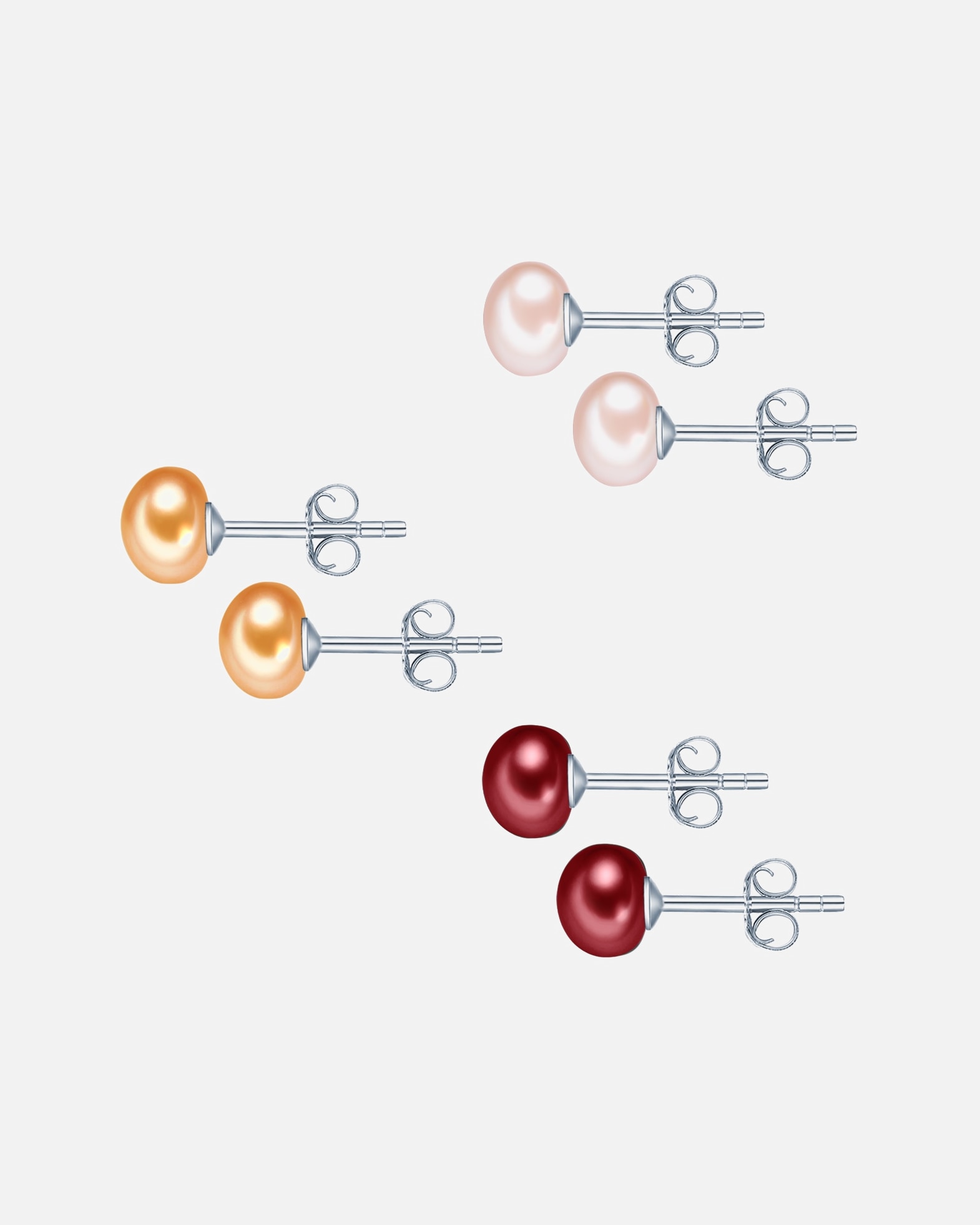 Boucle d'oreilles for FemmeValero PearlsPuce d'oreille en perle Perle de culture d'eau douce Perle de culture d'eau douce en Rouge6,5 mm