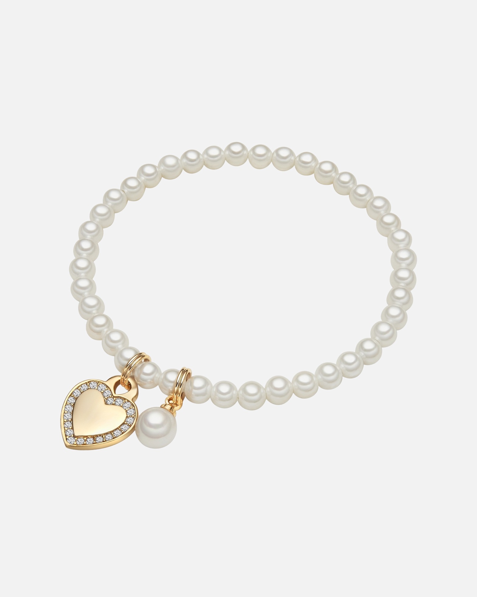 Bracelet for FemmeBracelet Coeur Laiton Oxyde de zirconium (CZ) Perles organiques en Or jaune19,0 cm