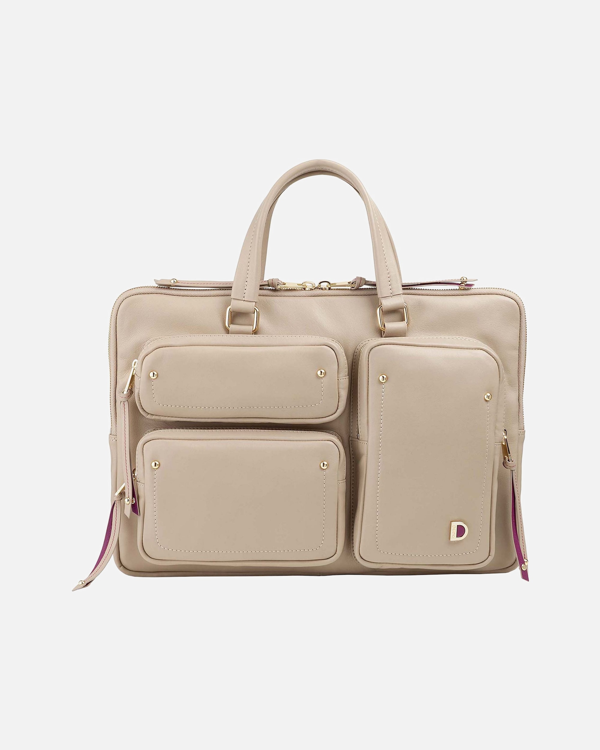 Laptoptasche für Männlich DuDu Pocket Aktentasche Leder 36 cm Laptopfach grigio sabbia
