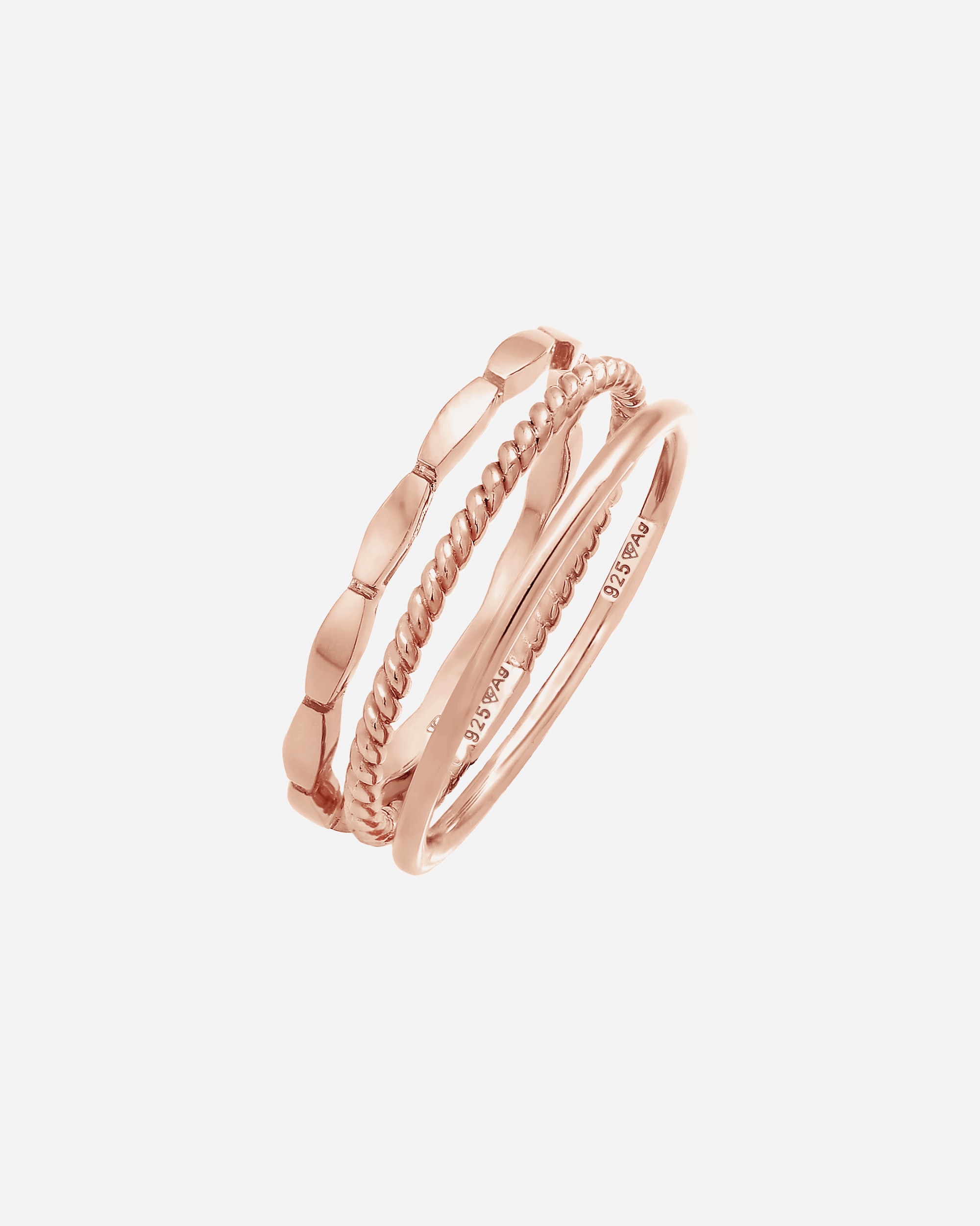 Bague for FemmeElliFemmes Bande Empilage Trio Basique Minimaliste Intemporel Blogueur en Argent Sterling 92554