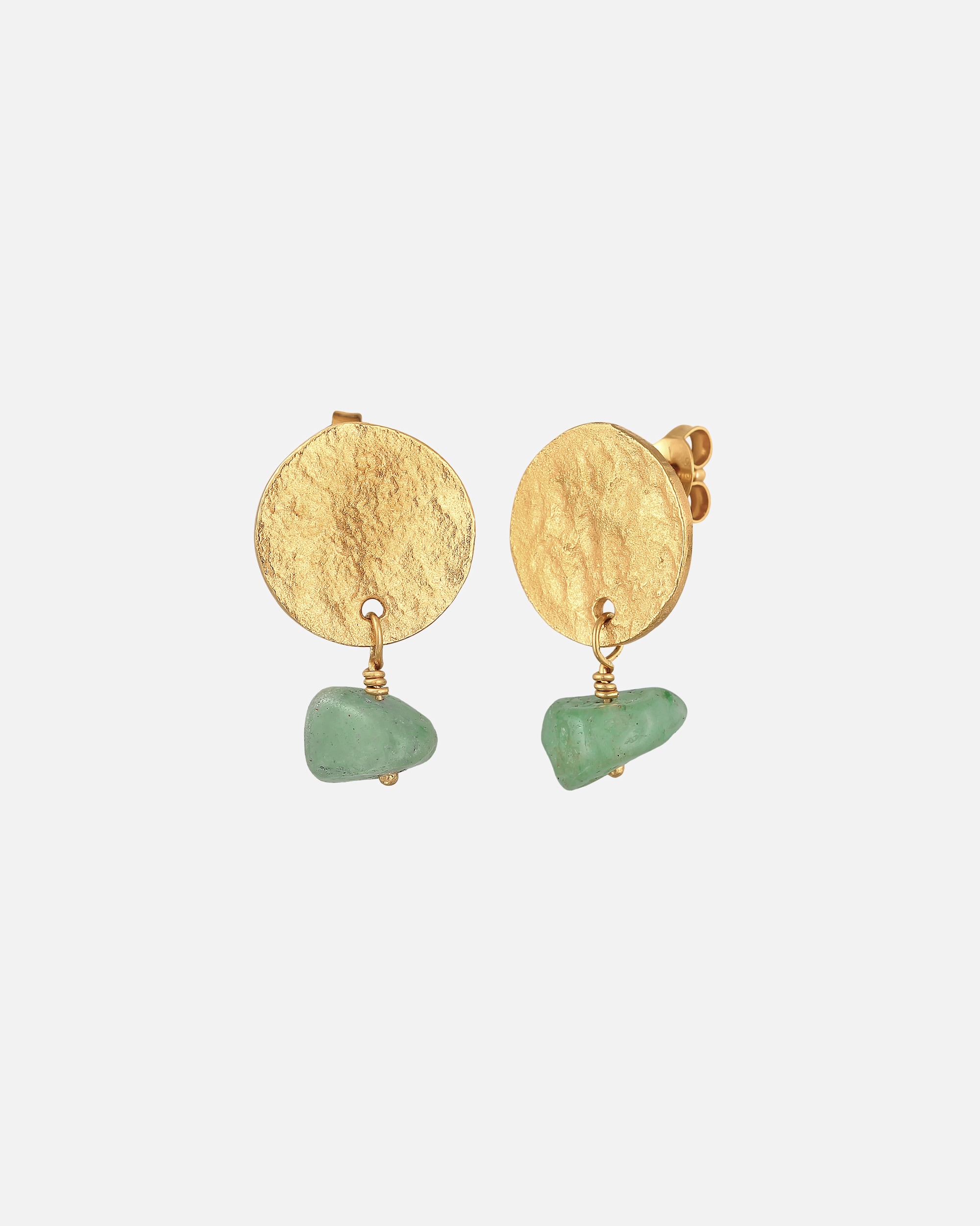 Ohrringe für Weiblich Elli PREMIUM Plättchen Vintage Aventurin 925 Silber vergoldet goldfarben