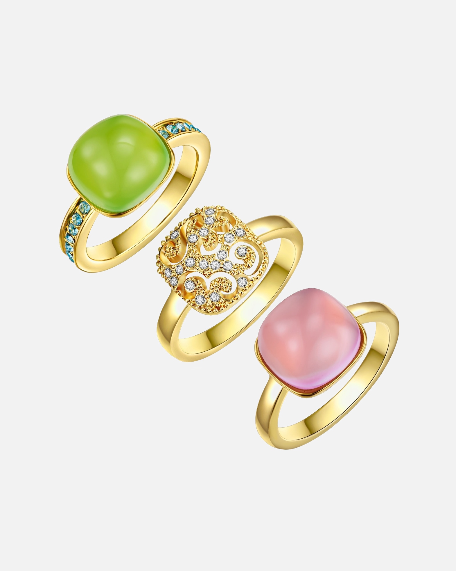 Ring für Weiblich Lulu & Jane Schmuckset Metall-Legierung verziert mit Kristallen von Swarovski® in Gelbgold 50