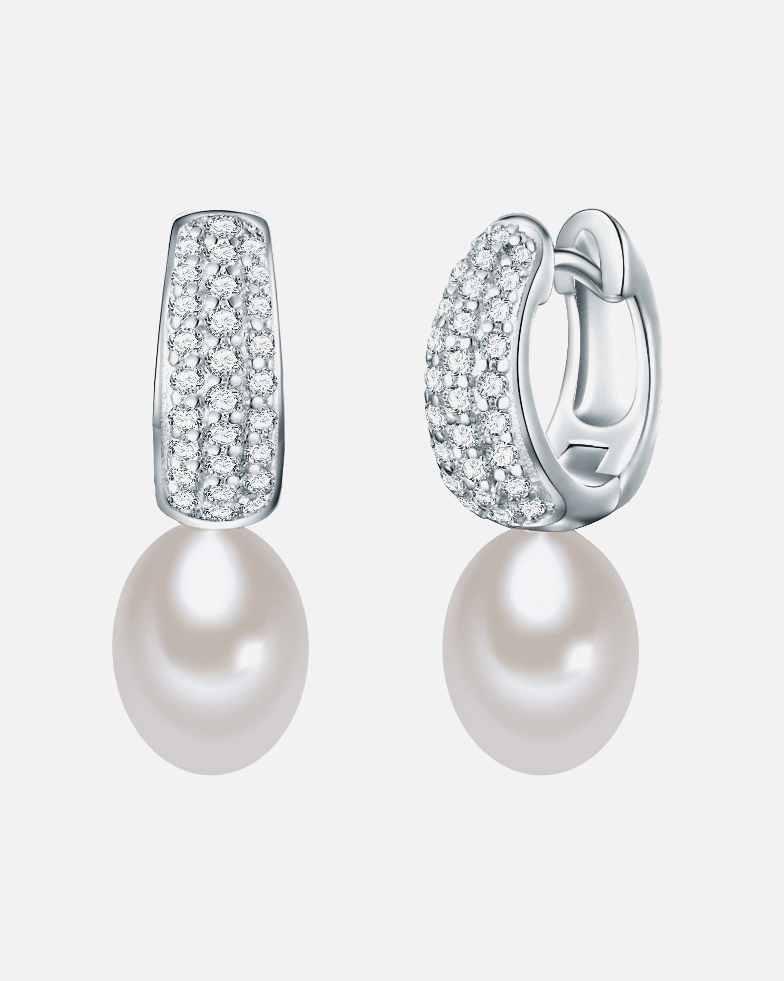 Boucle d'oreilles for FemmeBoucles d´oreilles Argent sterling Oxyde de zirconium (CZ) Perle de culture d'eau douce en Argent22,7 mm