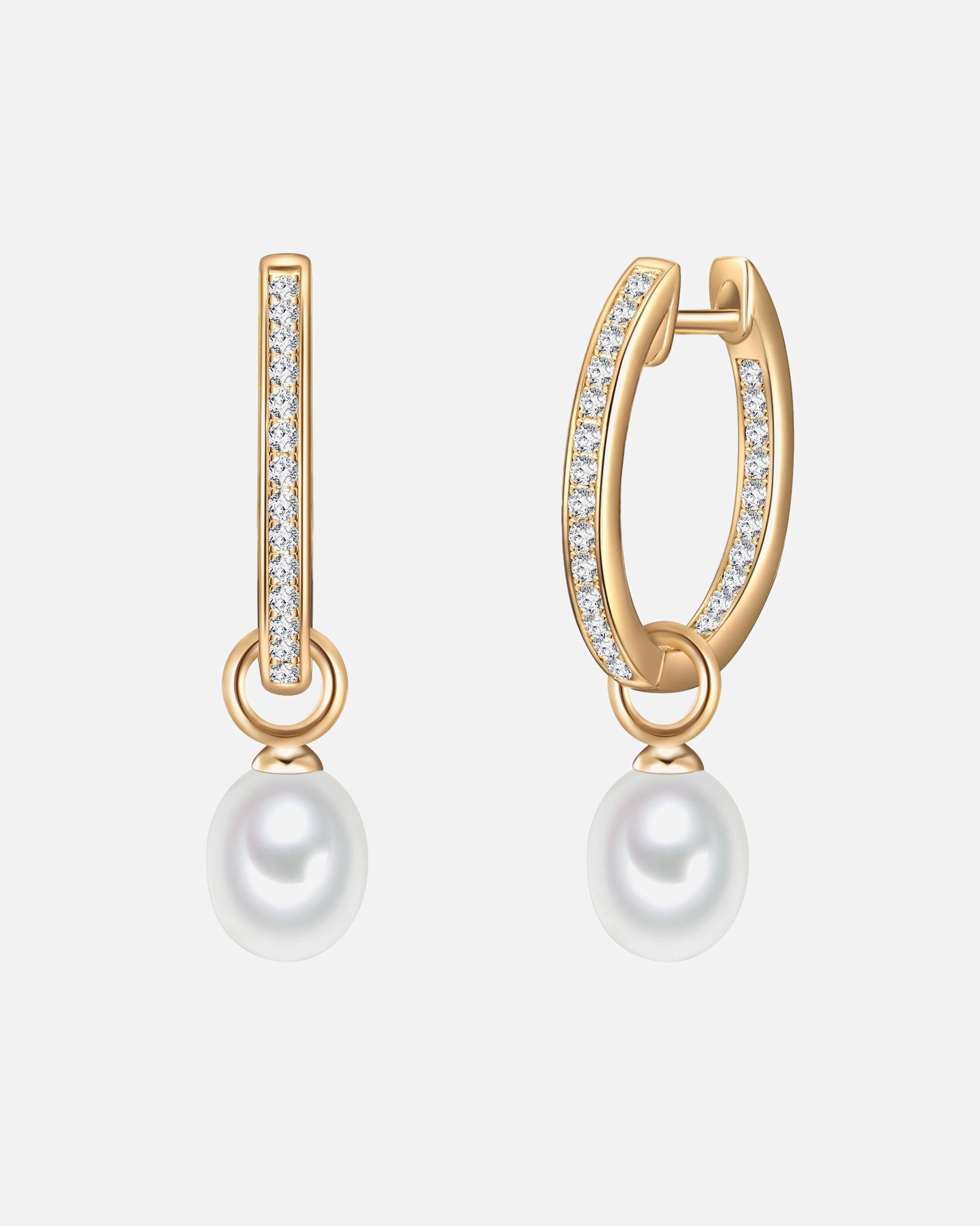 Créoles for FemmeValero PearlsCréoles en argent Argent sterling Oxyde de zirconium (CZ) Perle de culture d'eau douce en Or jaune29,5 mm