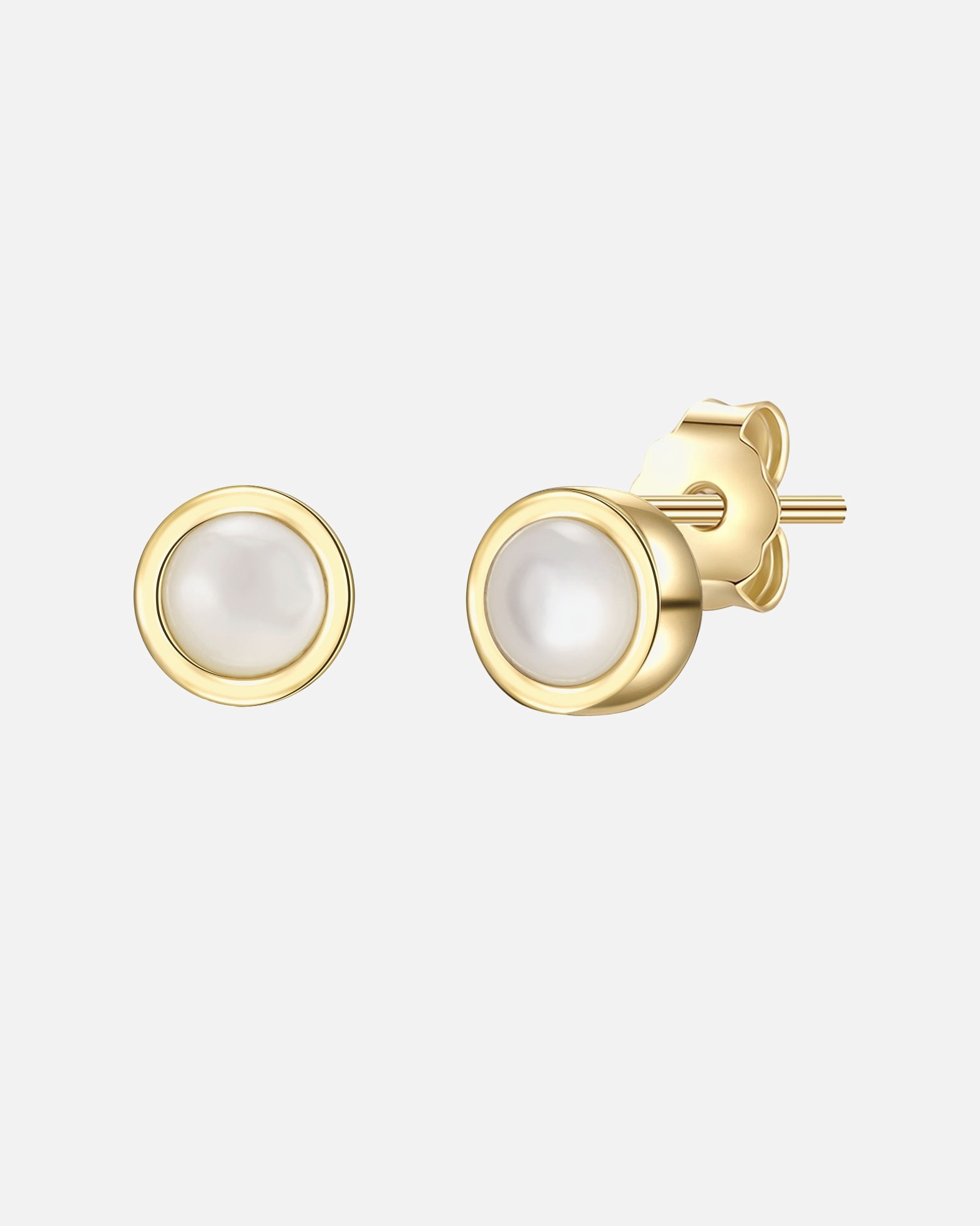 Boucle d'oreilles for FemmePuces d'oreilles en argent Argent sterling Nacre en Or jaune4,9 mm