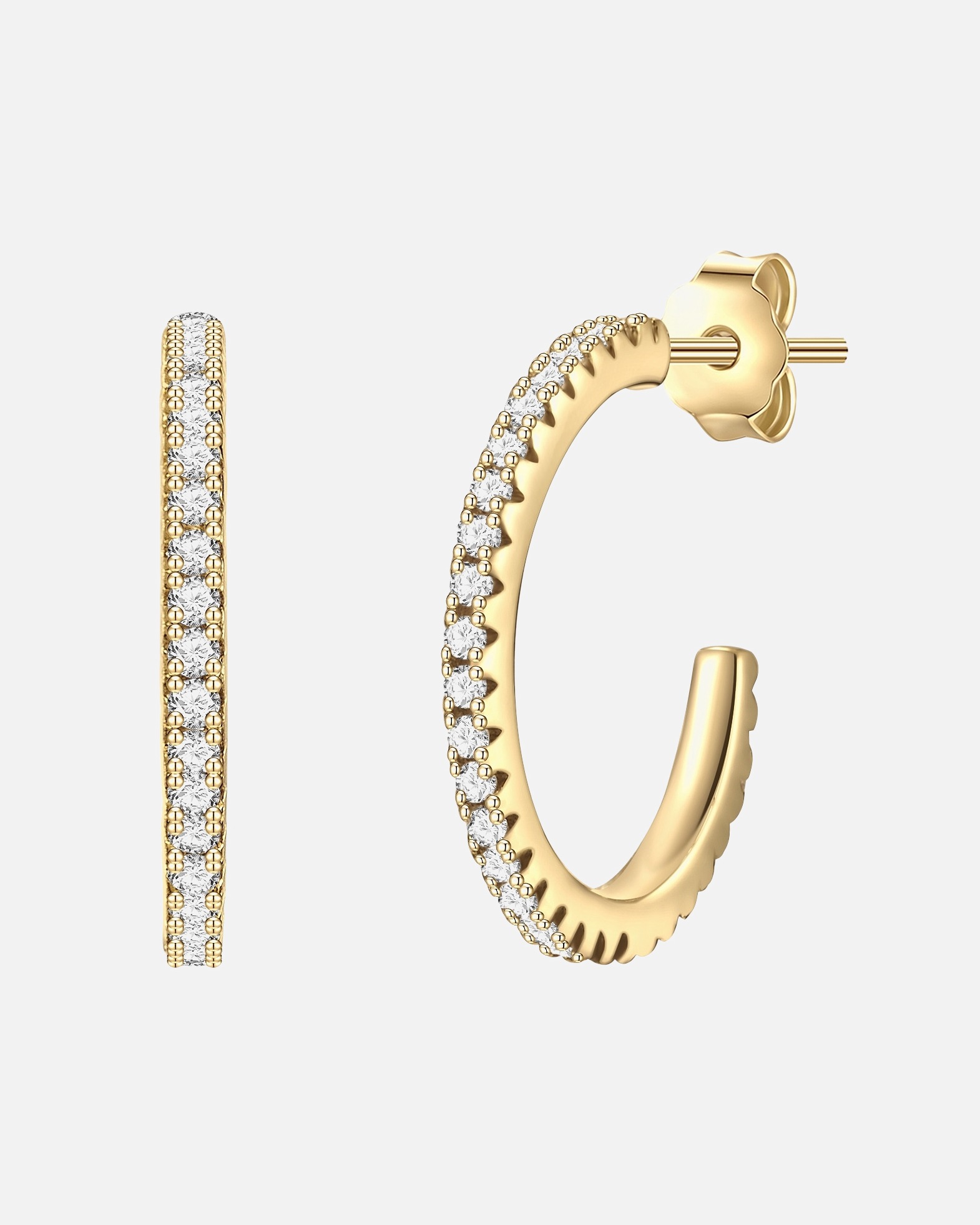 Créoles for FemmeCréoles en argent Argent sterling Oxyde de zirconium (CZ) en Or jaune15,6 mm