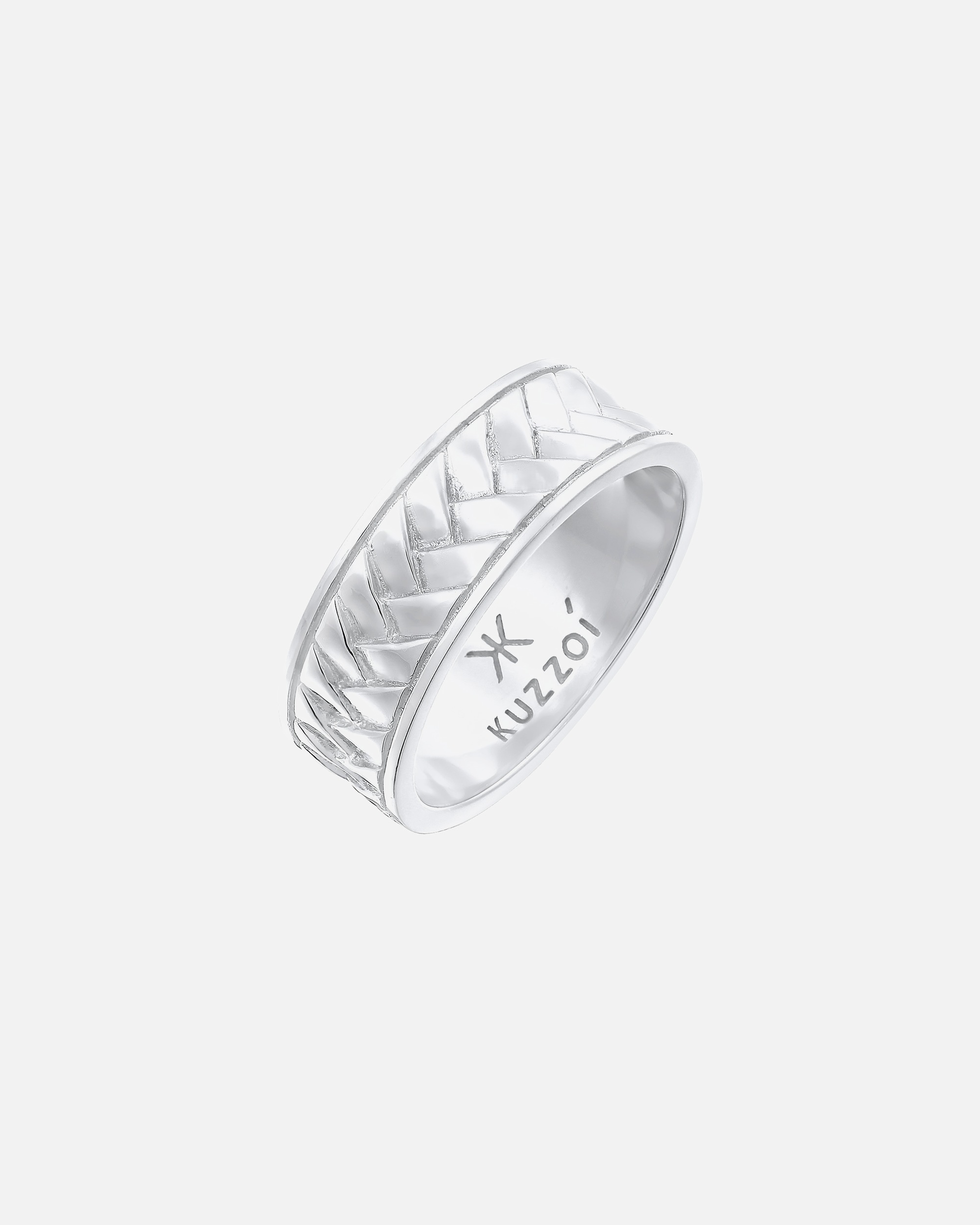 Ring für Männlich KUZZOI Herren Bandring Fischgräten Vintage 925 Silber 62