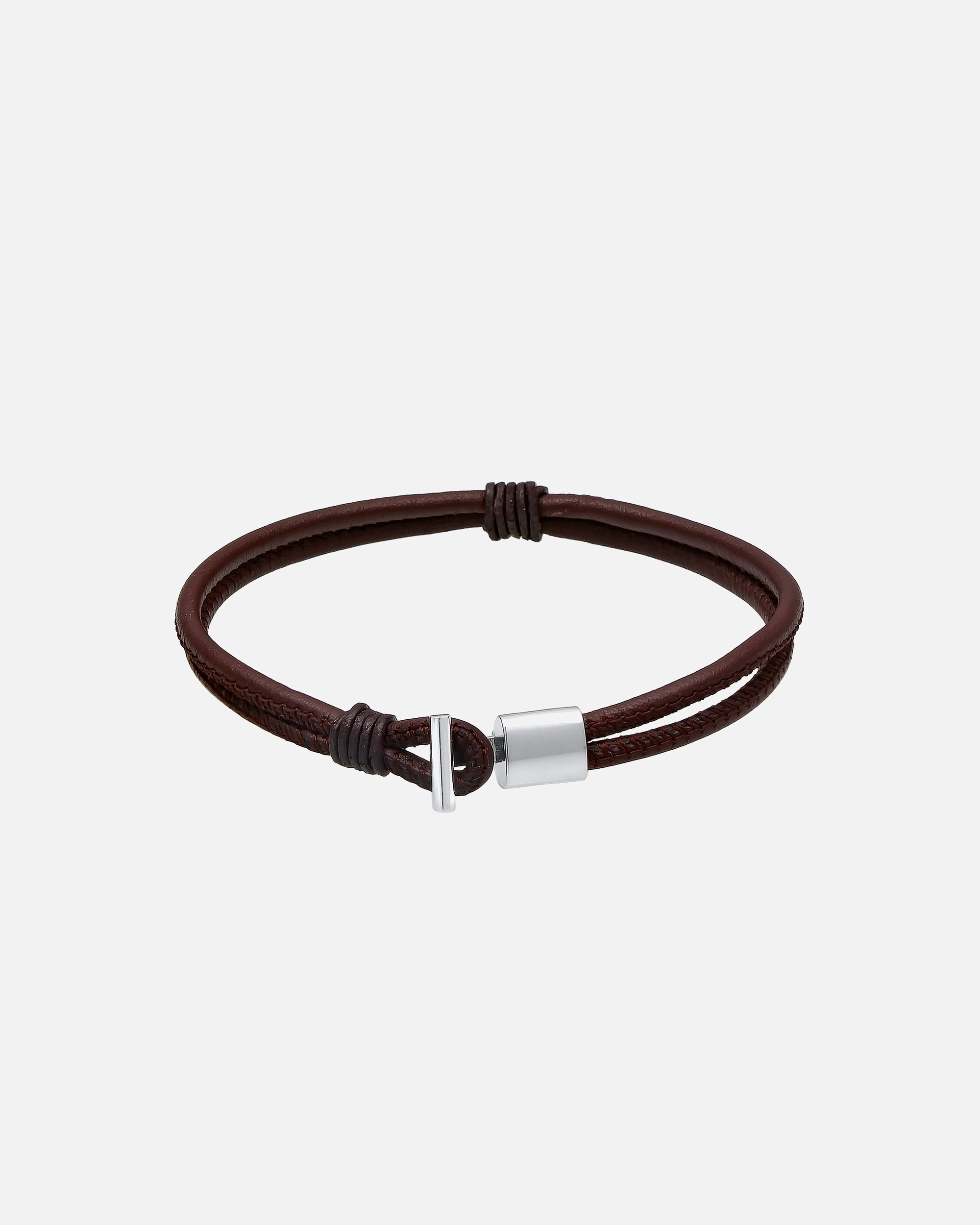 Armband für Männlich KUZZOI Herren Echtleder Knoten Haken Schwarz 925er Silber 22