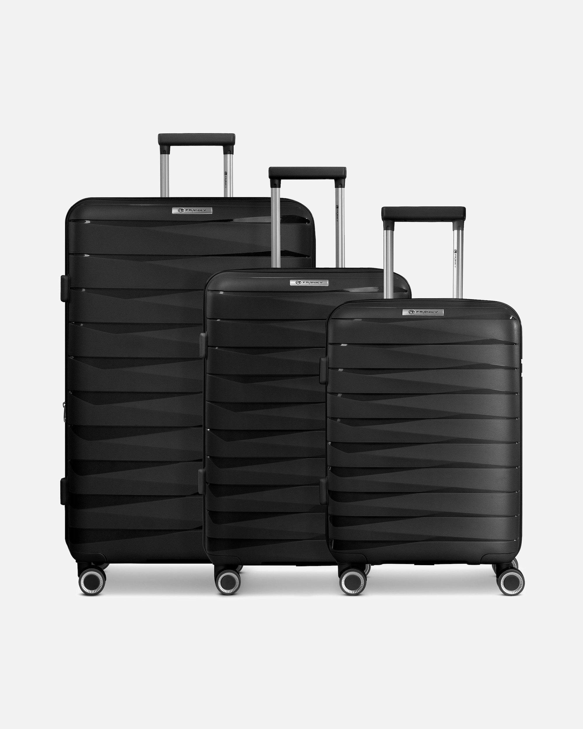 Koffer für Männlich Franky London 4 Rollen Kofferset 3-teilig mit Dehnfalte black
