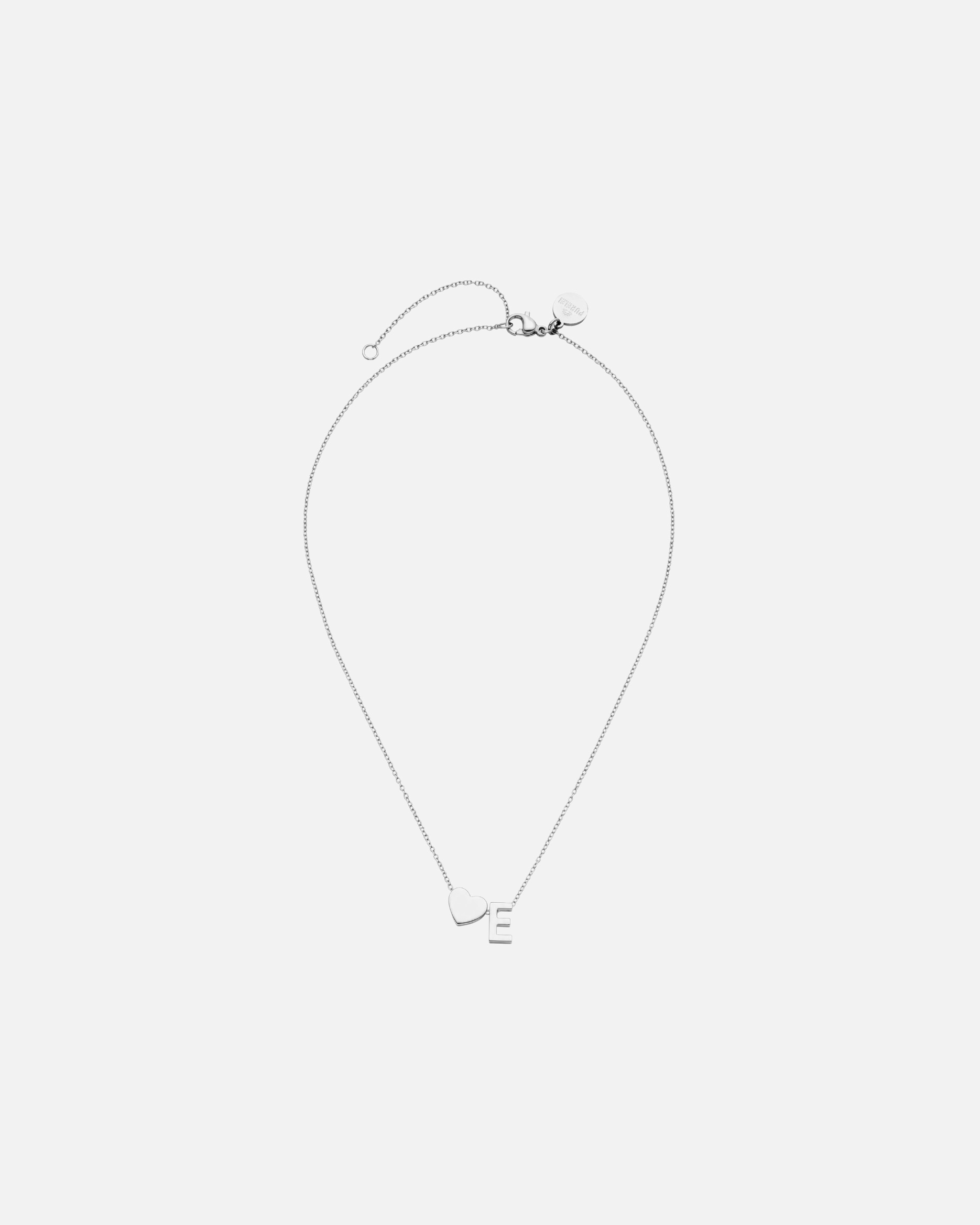 Collier for UnisexePureleiLetter Heart E Chaîne 100% acier inoxydableArgent