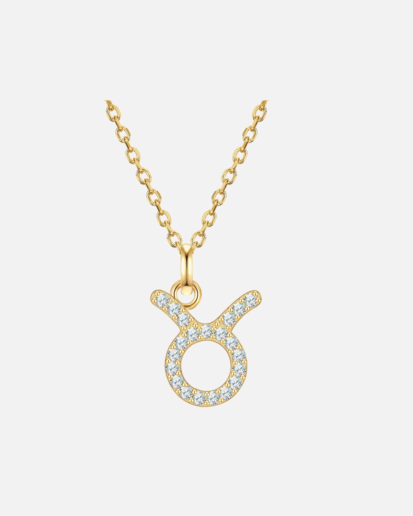 Halskette für Weiblich Halskette Sternzeichen Stier aus Sterling Silber in gelbgold mit Zirkonia 40,0 cm Basiskette + 5,0 cm Verlängerung