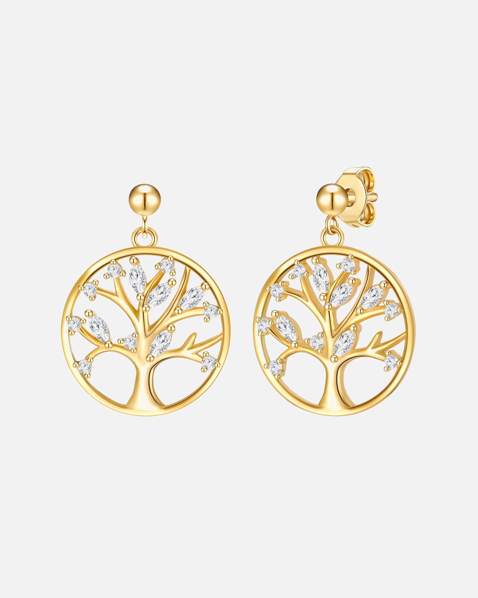 Boucle d'oreilles for FemmeRafaela DonataBoucles d´oreilles Arbre de vie Argent sterling Oxyde de zirconium (CZ) en Or jaune21,2 mm