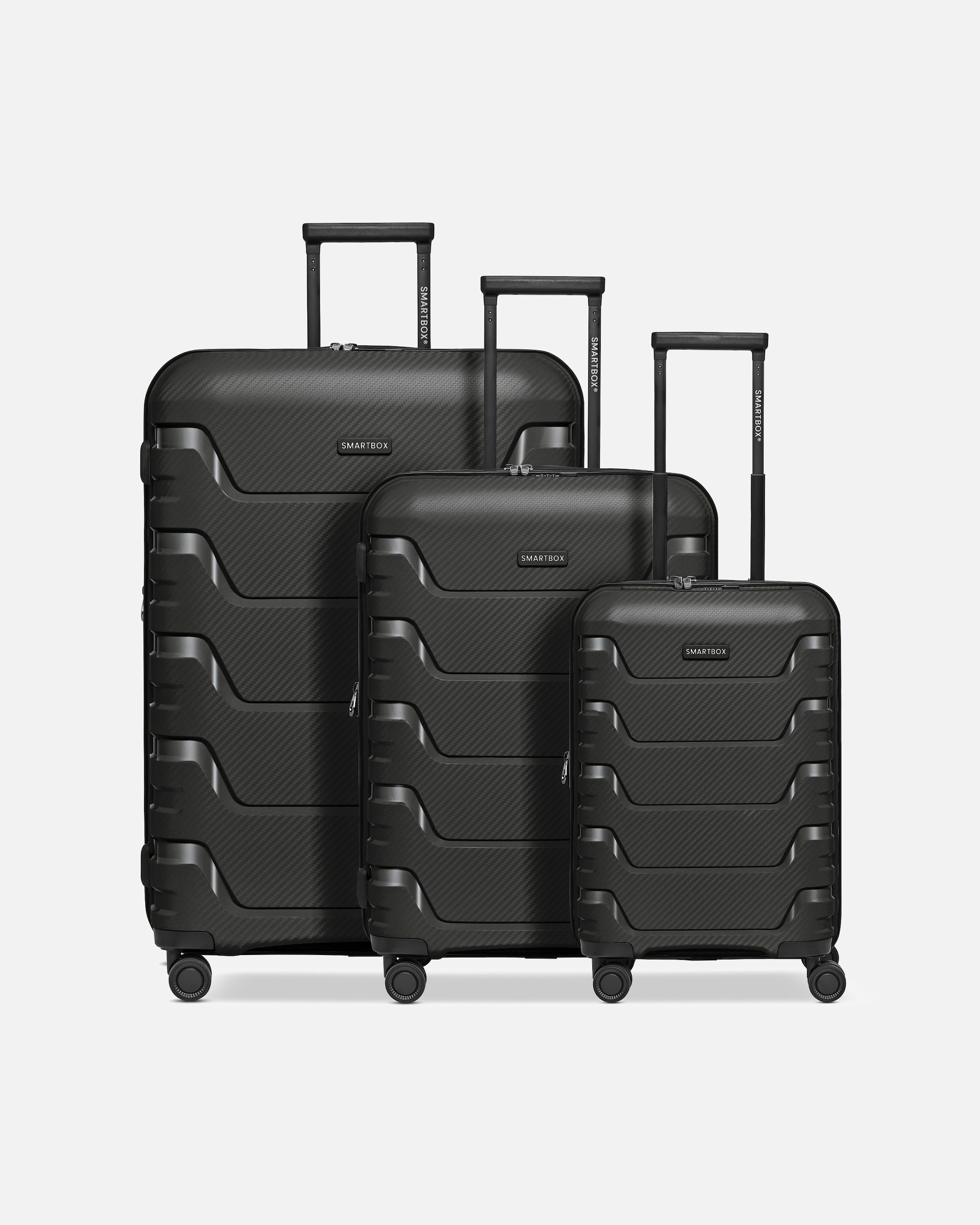Koffer für Männlich Smartbox Default Brand Line Edition 01 4 Rollen Kofferset 3-teilig mit Dehnfalte black