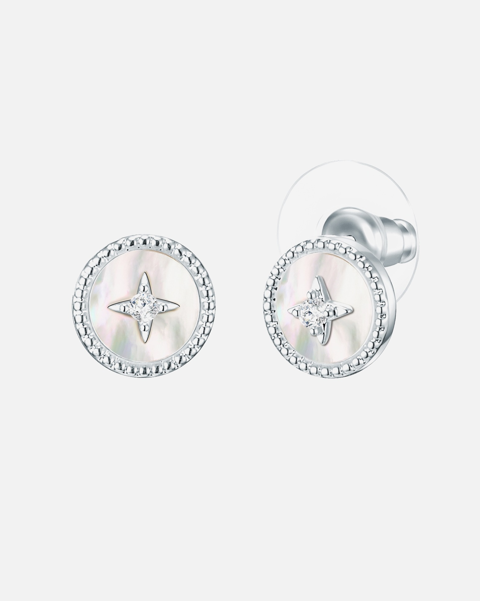 Boucle d'oreilles for FemmePuces d'oreille tendance Métal Nacre en Argent10,4 mm