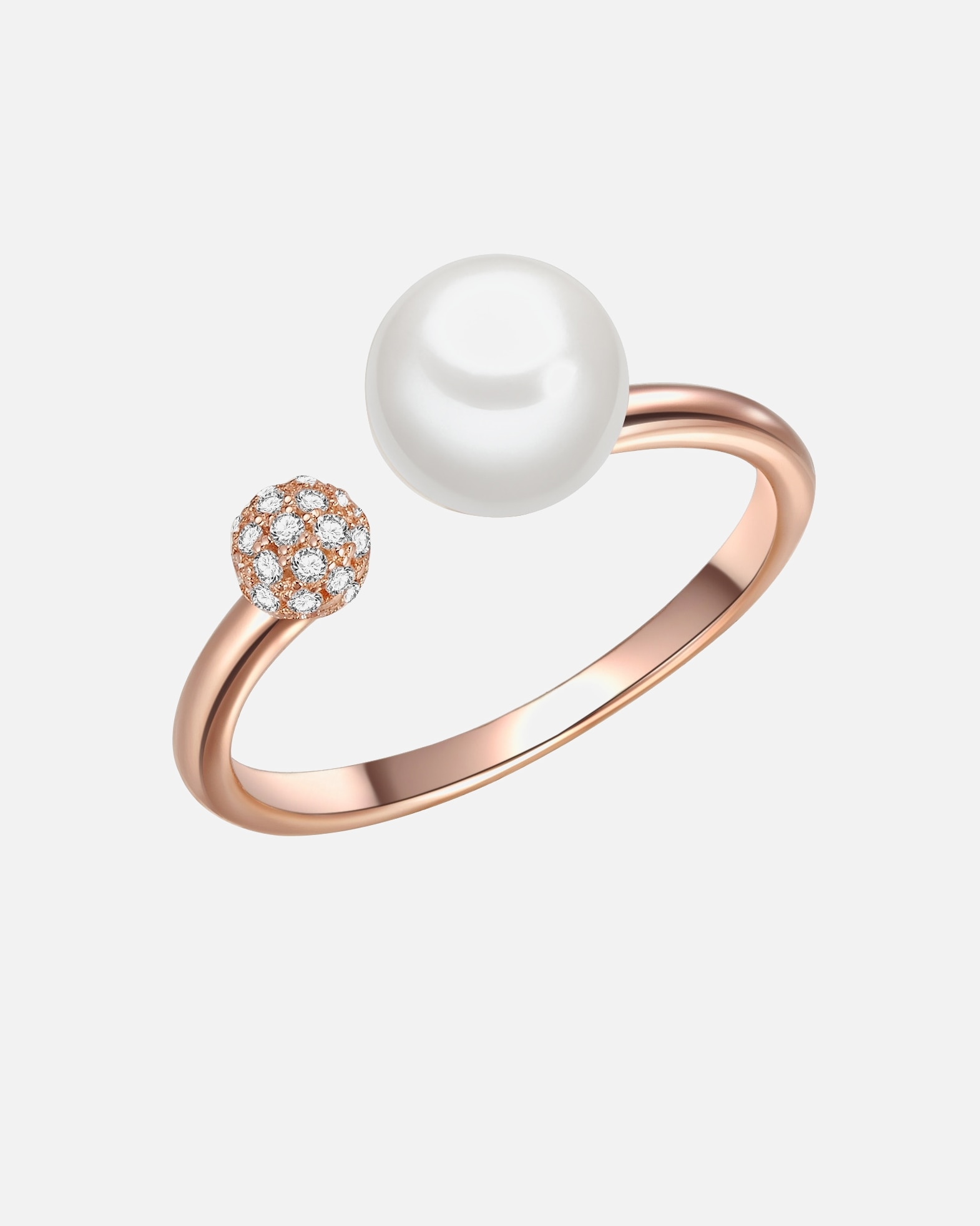Bague for FemmeValero PearlsBague Argent sterling Oxyde de zirconium (CZ) Perle de culture d'eau douce en Or rose64