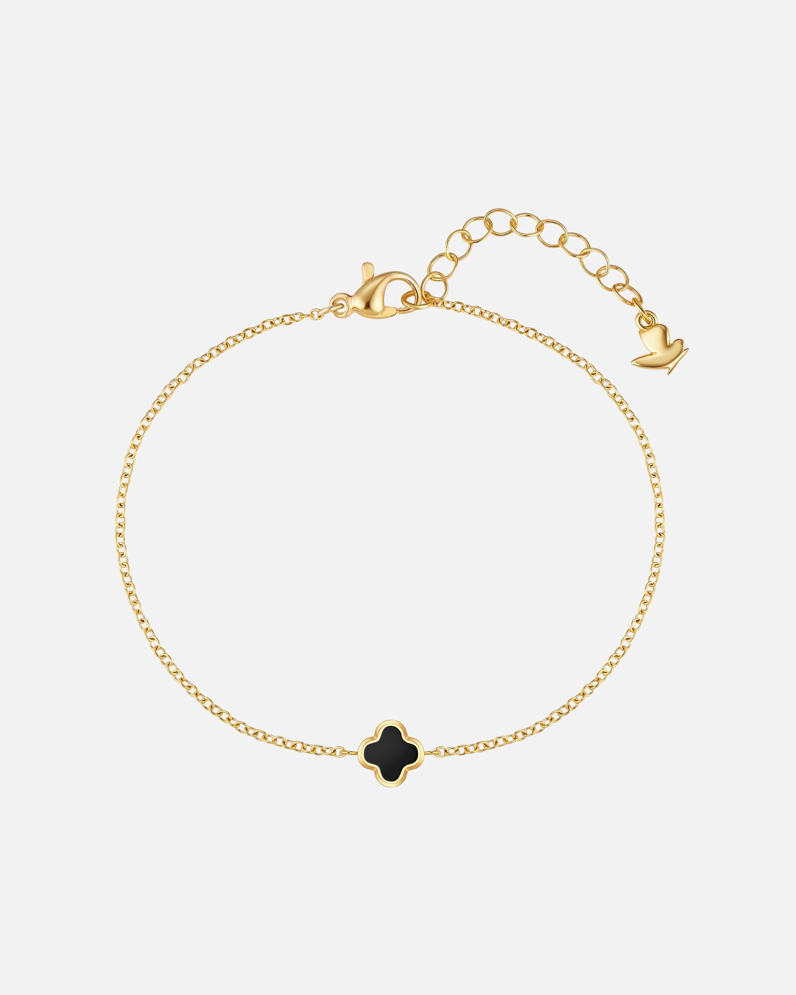 Bracelet for FemmeBracelet trèfle en acier inoxydable en or jaune avec agate17,0 cm Basislänge + 3,0 cm Verlängerung