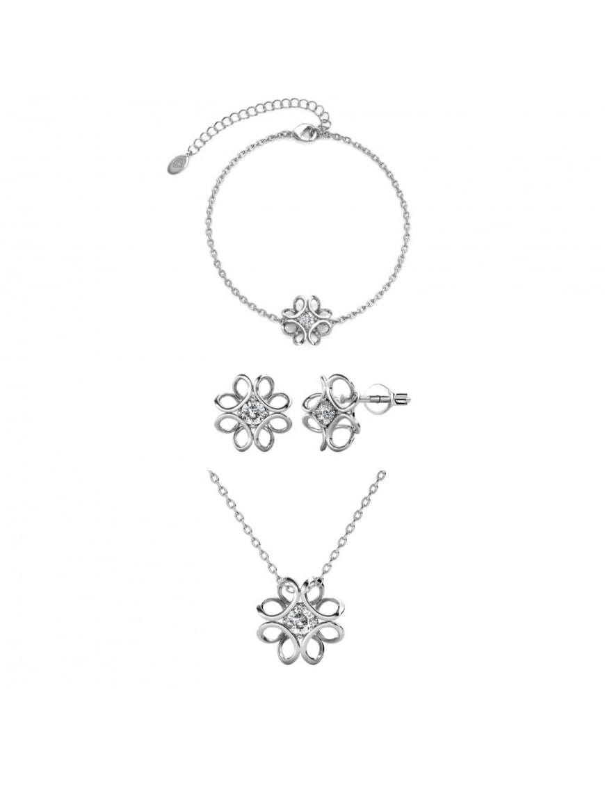 Schmuckset Daffodil 3 bijoux, Cristal d'autriche - Silber - 12.2 mm