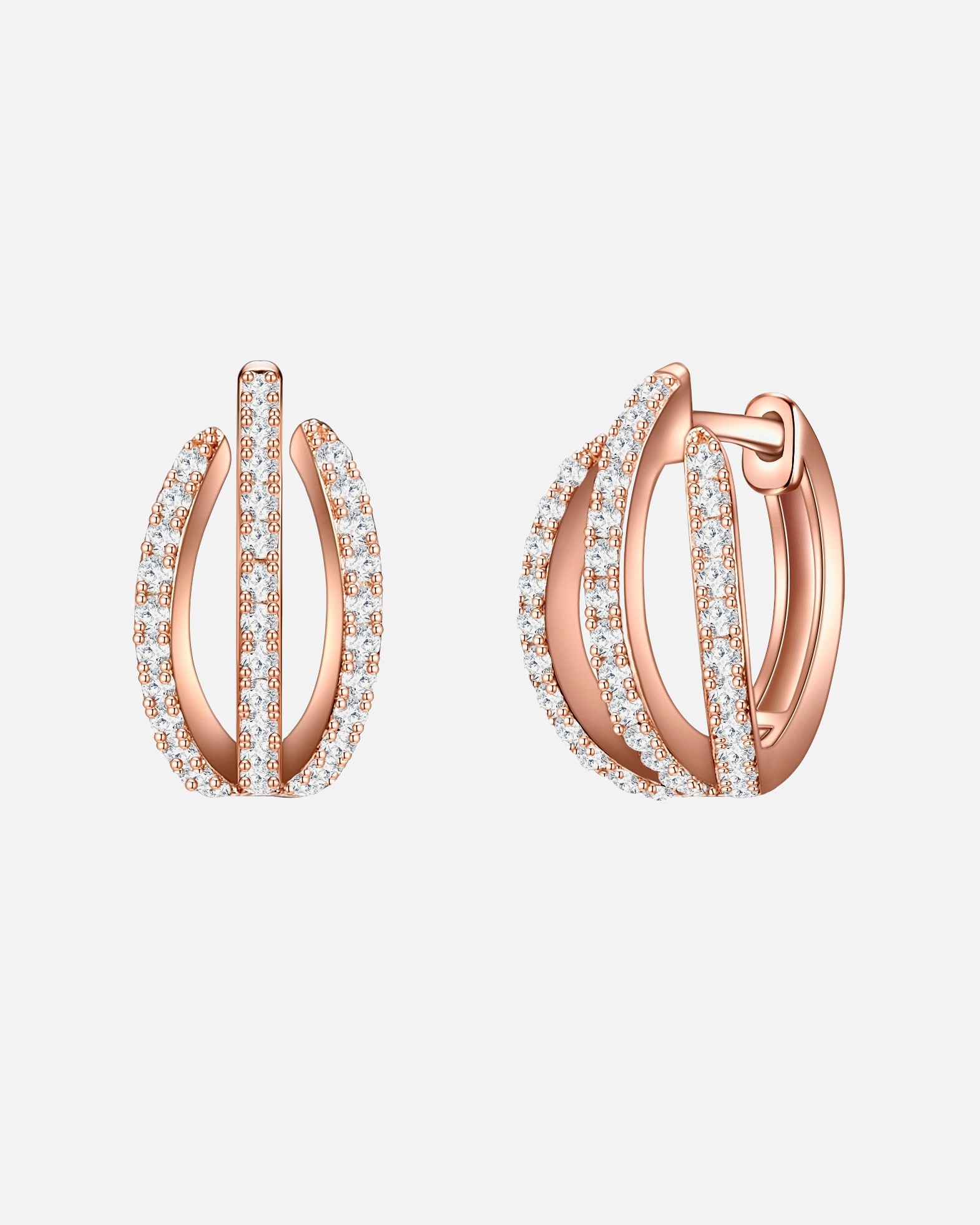 Boucle d'oreilles for FemmeCréoles en argent Argent sterling Oxyde de zirconium (CZ) en Or rose14,7 mm