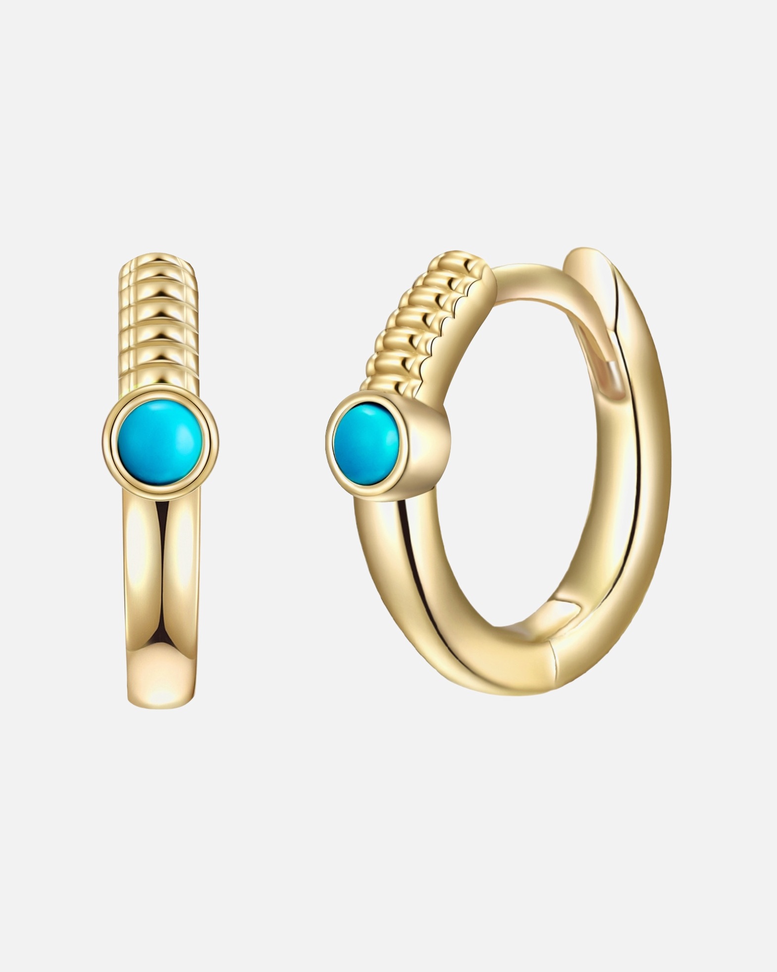 Boucle d'oreilles for FemmeCréoles en argent Argent sterling Turquoise reconstituée en Or jaune11,2 mm