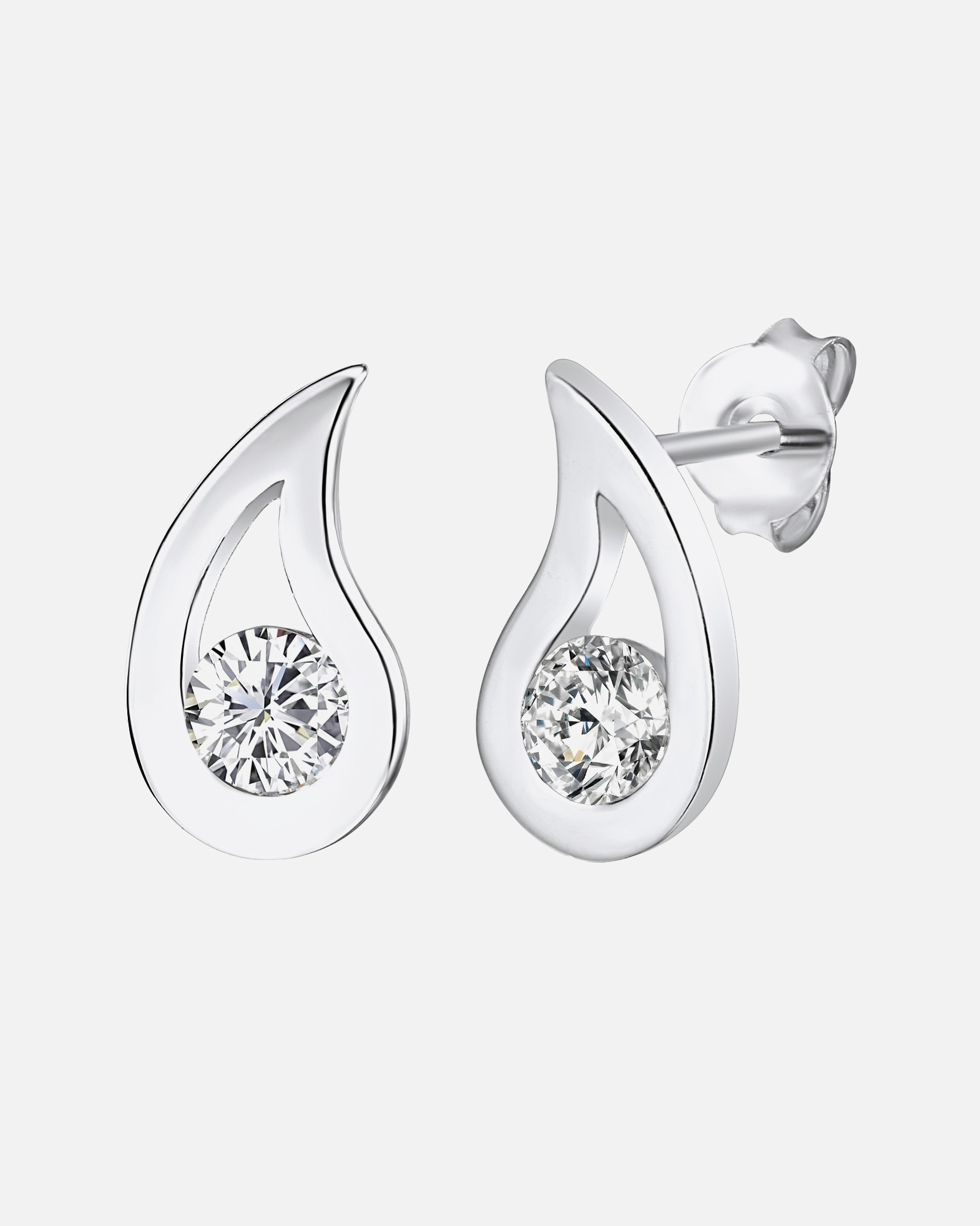 Boucle d'oreilles for FemmePuces d'oreilles en argent Goutte Argent sterling Oxyde de zirconium (CZ) en Argent12,4 mm