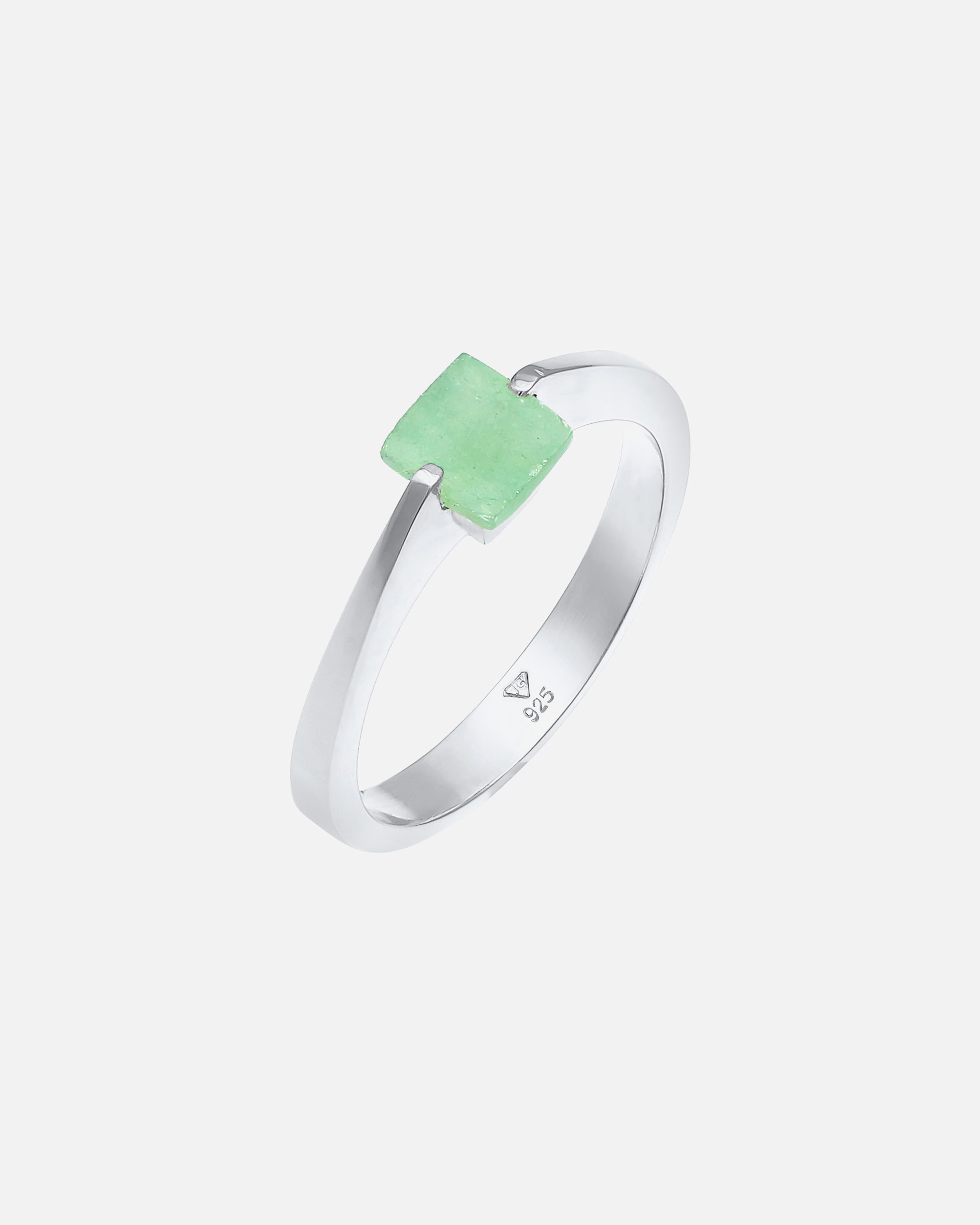Ring für Weiblich Elli PREMIUM Jade Grün Viereck Klassik 925 Silber vergoldet 54
