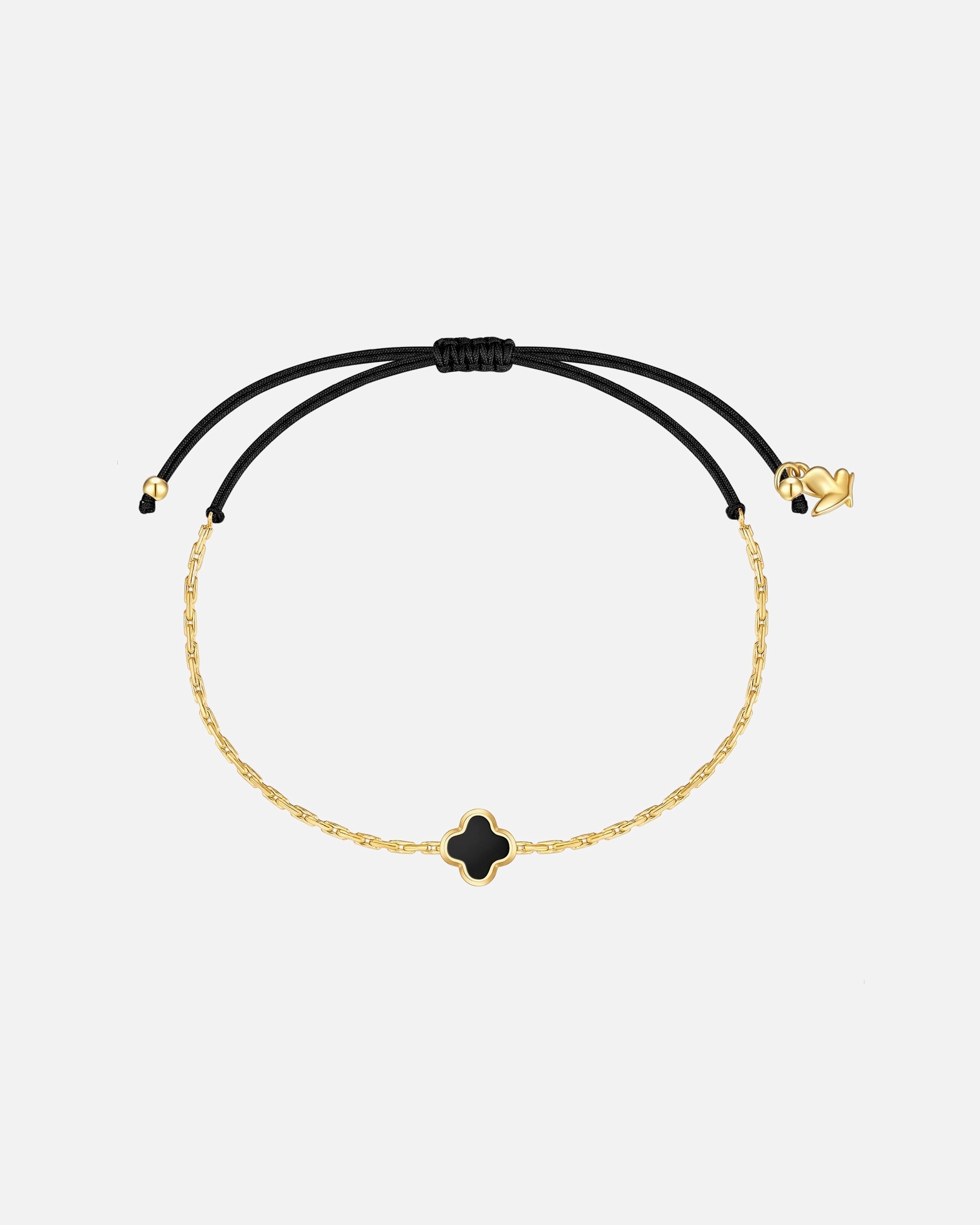 Bracelet for FemmeBracelet trèfle en acier inoxydable en or jaune avec agate15,0 - 22,0 cm, flexibel einstellbar