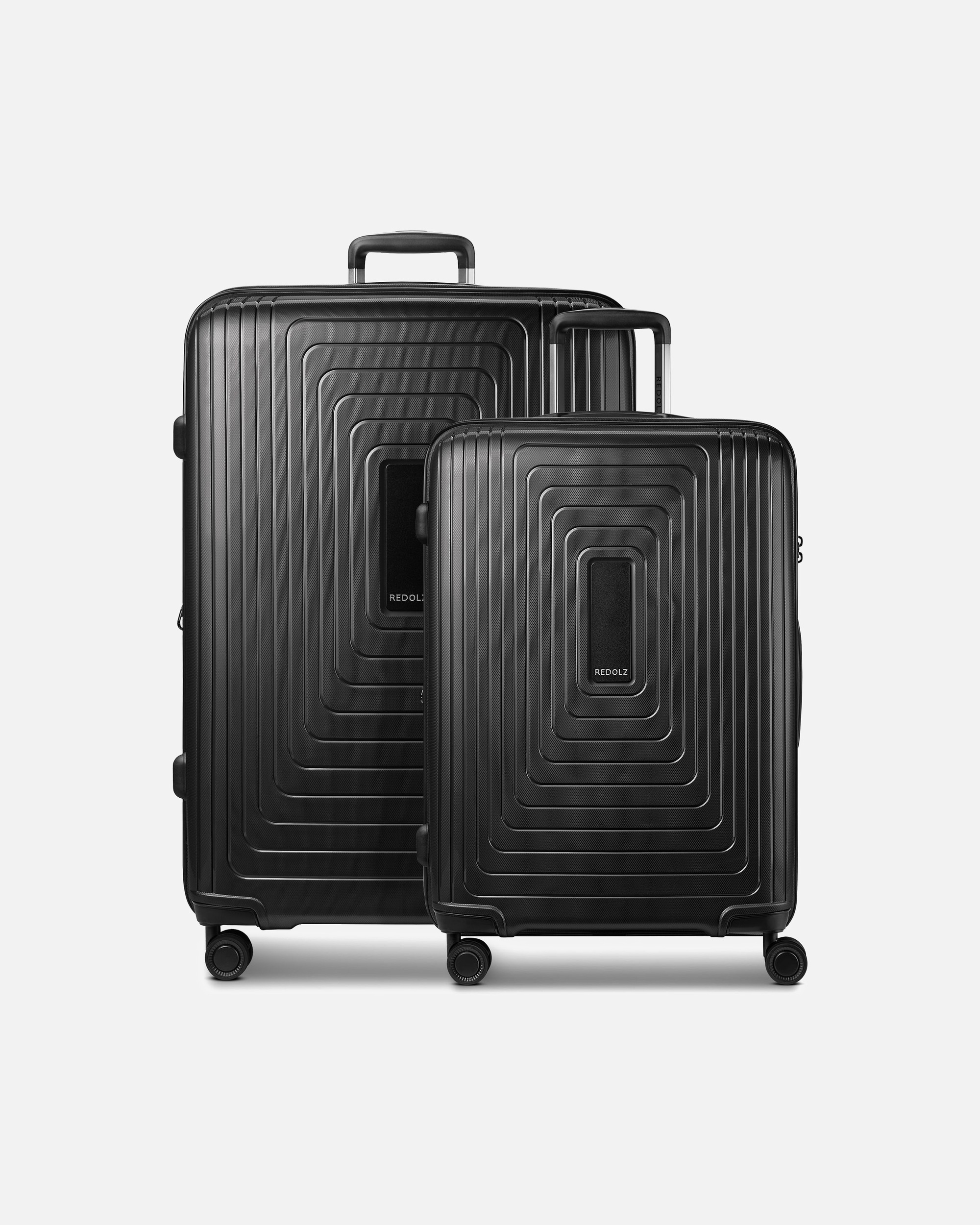 Koffer für Männlich Redolz Essentials 14 4 Rollen Kofferset 2-teilig mit Dehnfalte black metallic