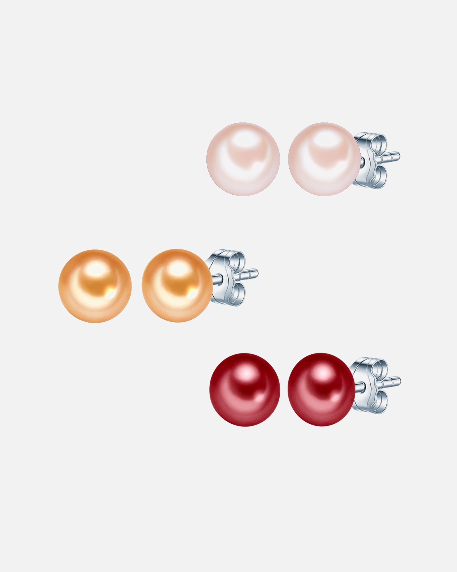 Boucle d'oreilles for FemmeValero PearlsPuce d'oreille en perle Perle de culture d'eau douce Perle de culture d'eau douce en Rouge6,5 mm