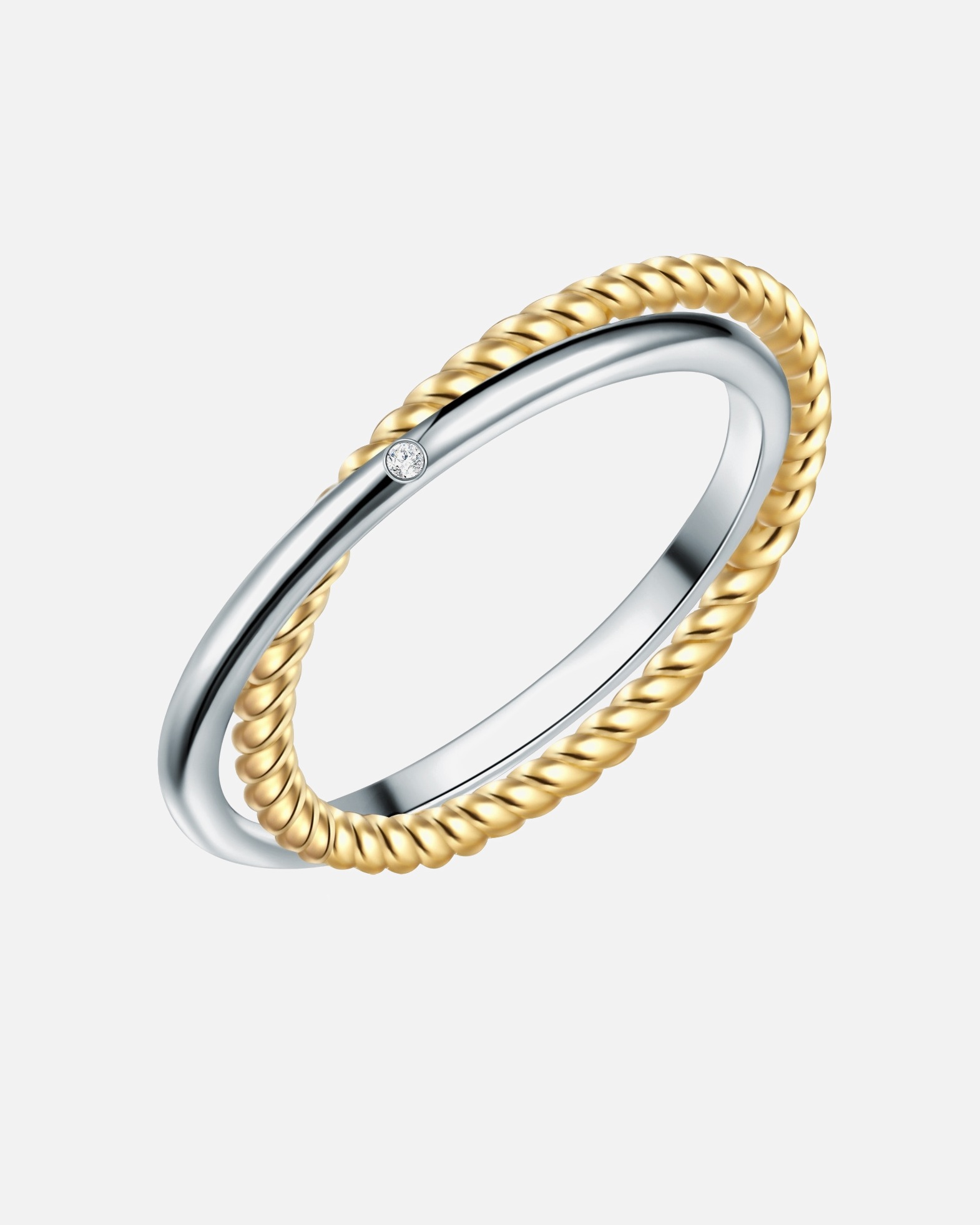 Ring für Weiblich Lulu & Jane Diamant-Ring Sterling Silber Diamant in Silber/Gelbgold 54