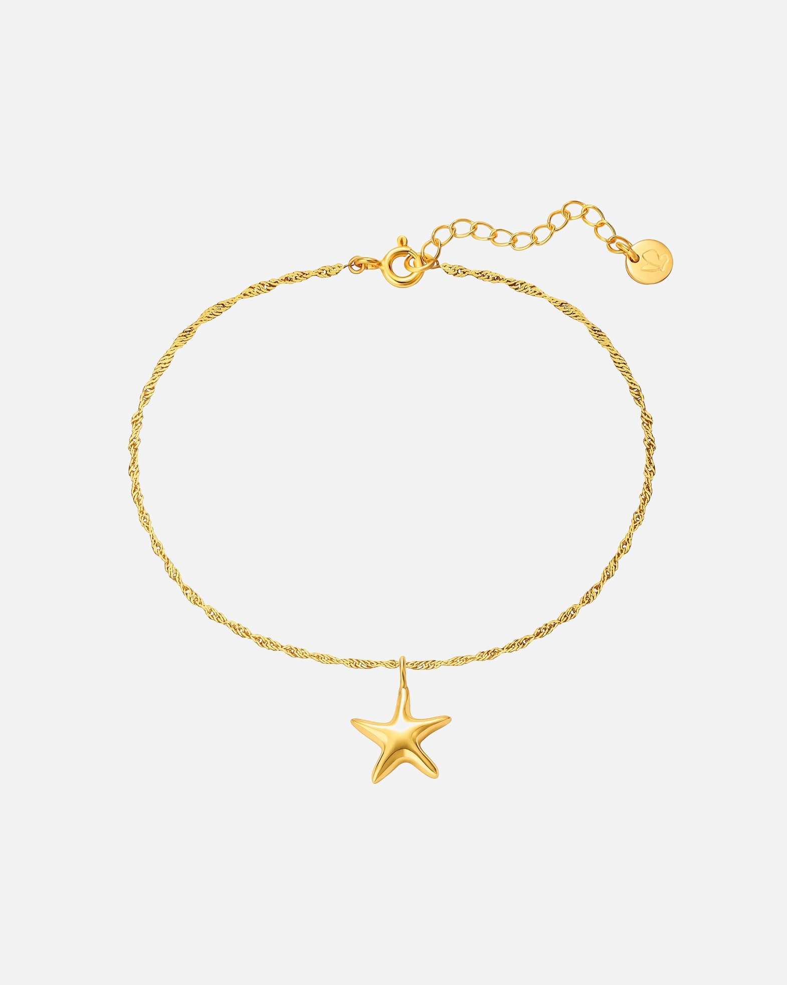 Bracelet for FemmeGlanzstücke MünchenBracelet Étoile de mer en Argent Sterling en or jaune17,0 cm Basislänge + 3,0 cm Verlängerung