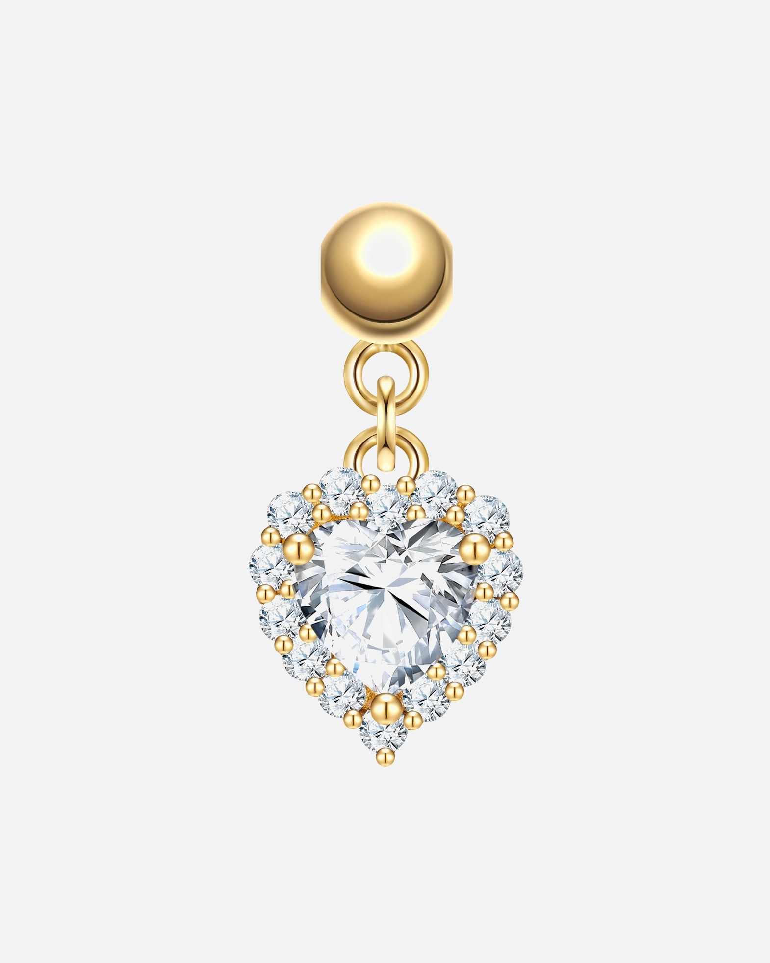 Pendentif for FemmeBreloque fantaisie Coeur en Argent sterling en Or jaune16,3 mm