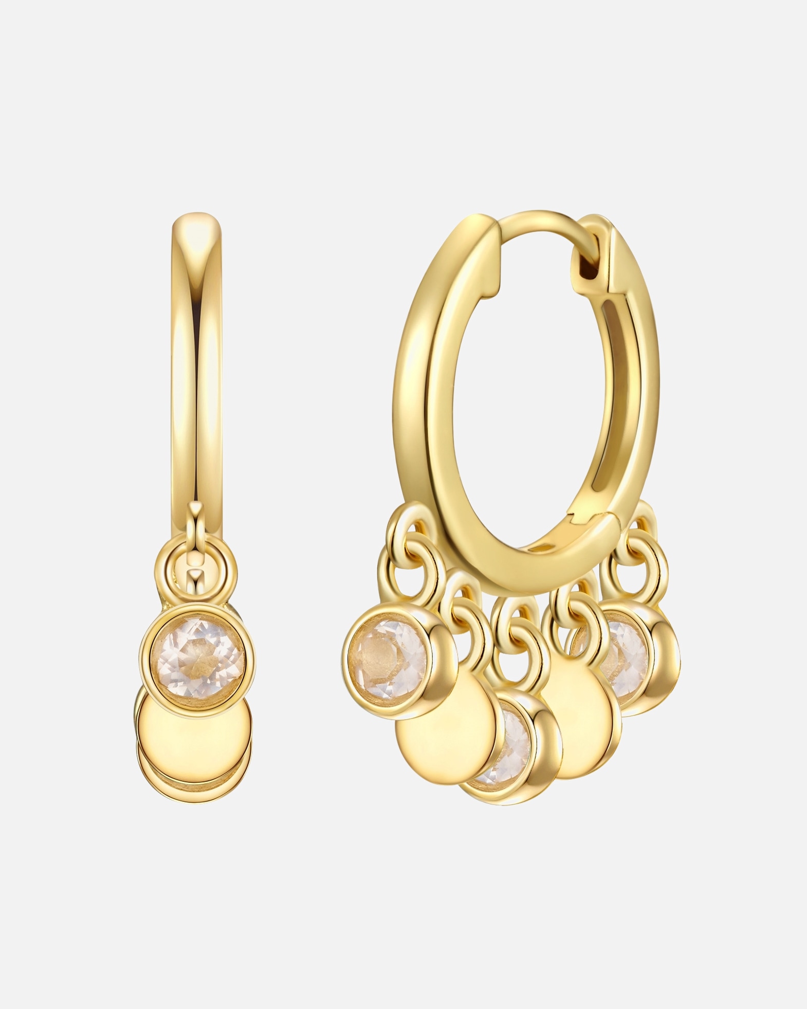 Boucle d'oreilles for FemmeGlanzstücke MünchenCréoles en argent Argent sterling Cristal de roche en Or jaune21,4 mm