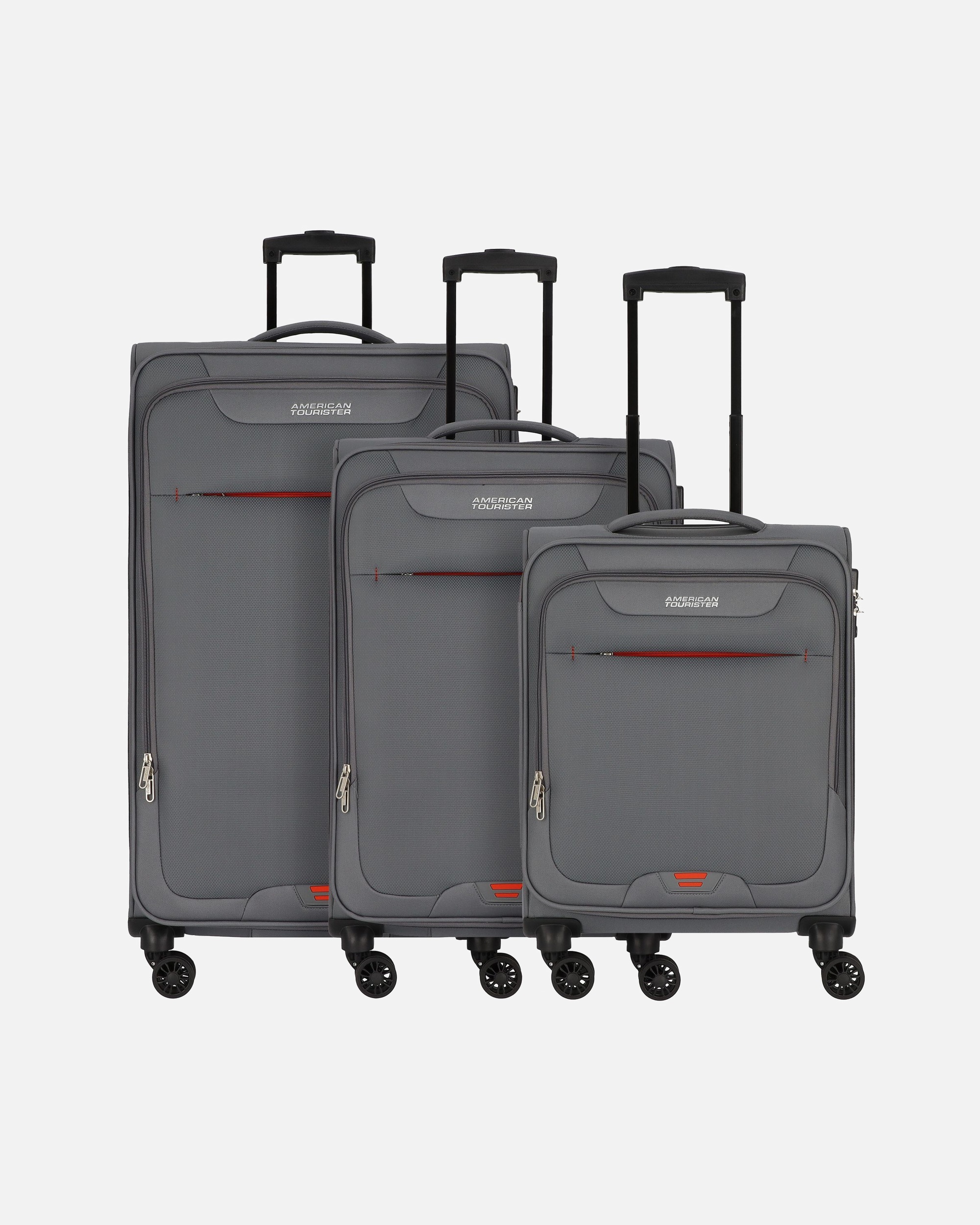 Valise for HommeAmerican TouristerStreet Roll 4 roulettes Set de valises 3 pièces avec soufflet d'extensiongrey