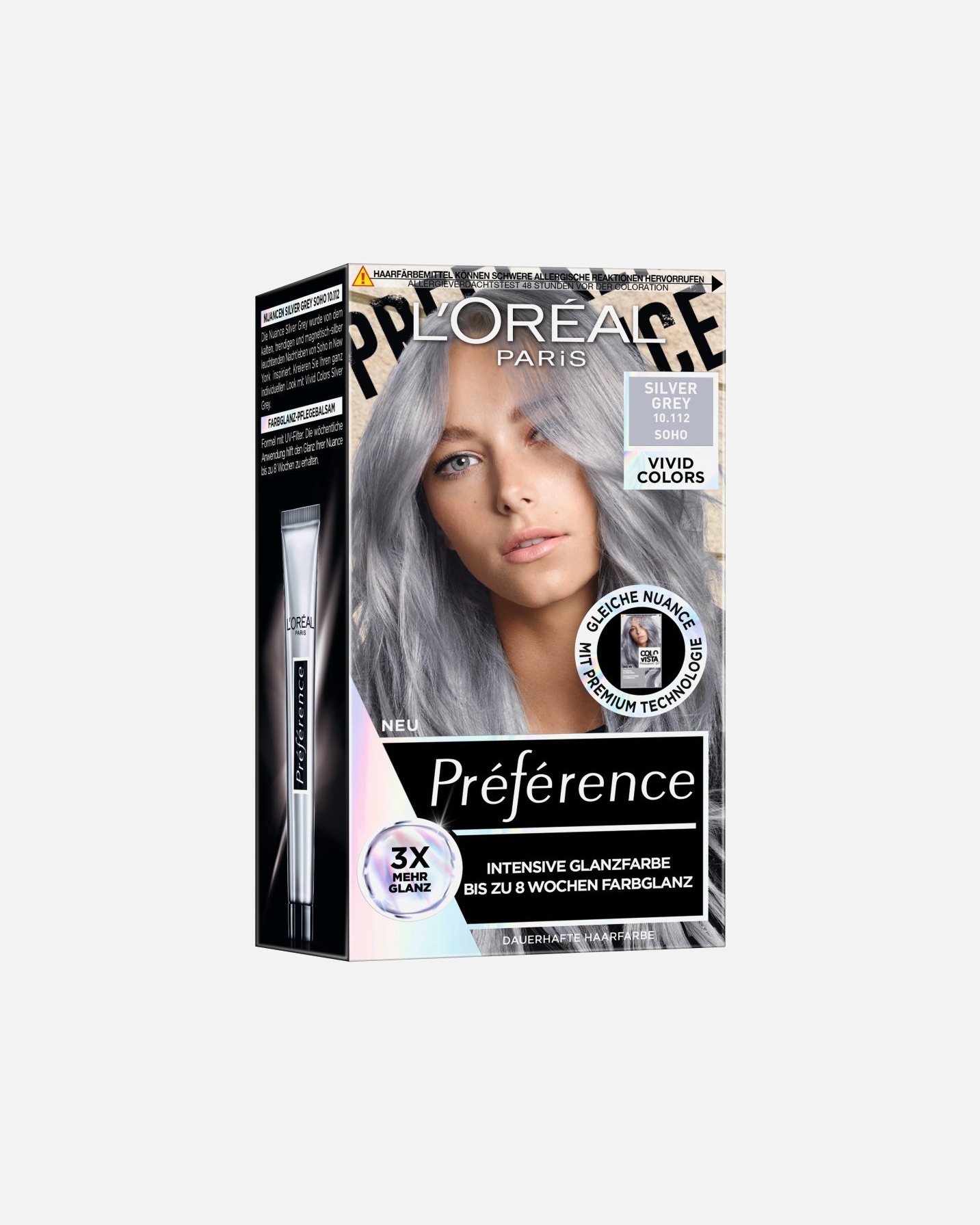 Haarfarbe für Unisex L’Oréal Paris Preference Vivid Colors Nr. 10.112 - Silver Grey