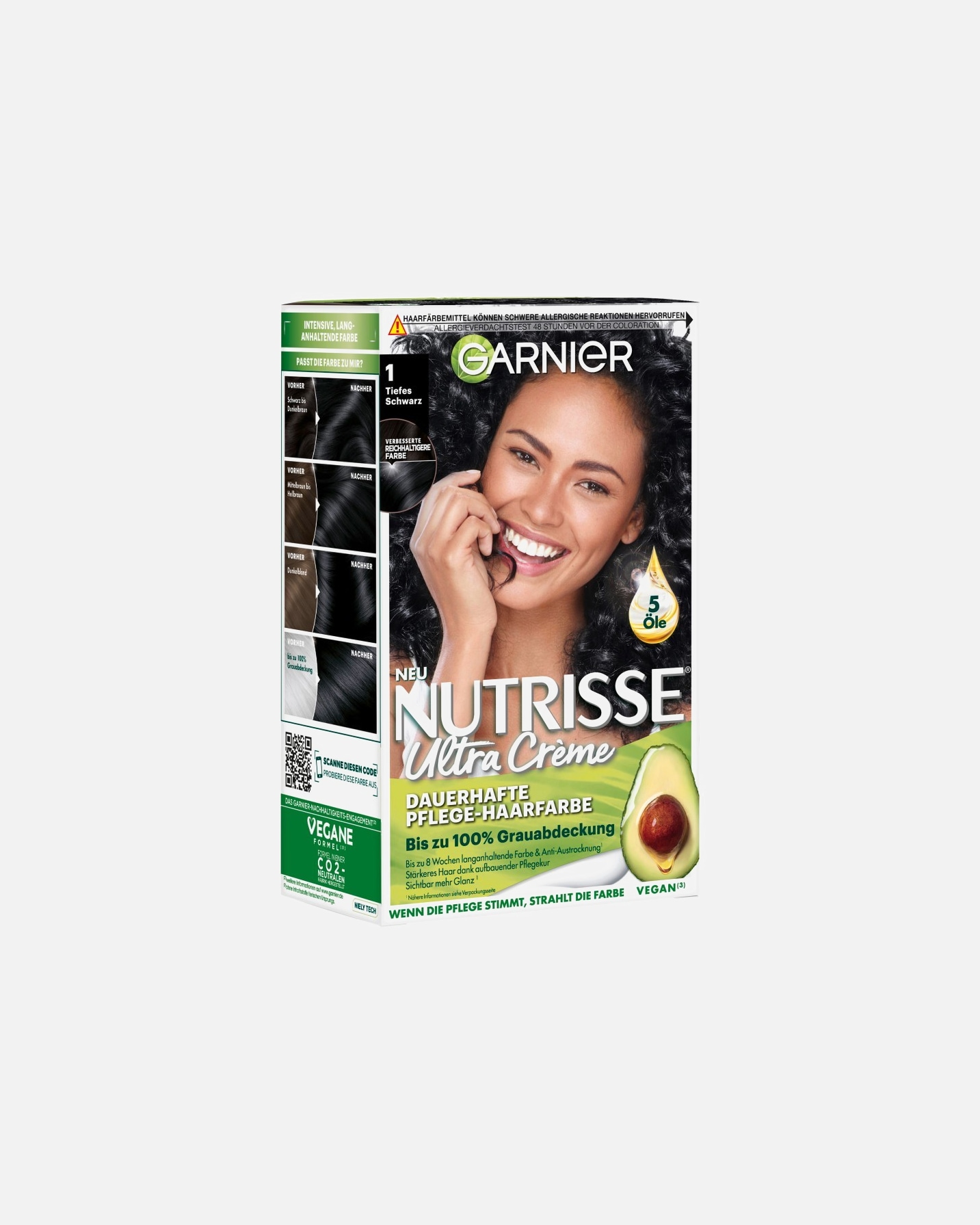 Haarfarbe für Weiblich Garnier Nutrisse Ultra Crème Nr. 1 - Tiefes Schwarz