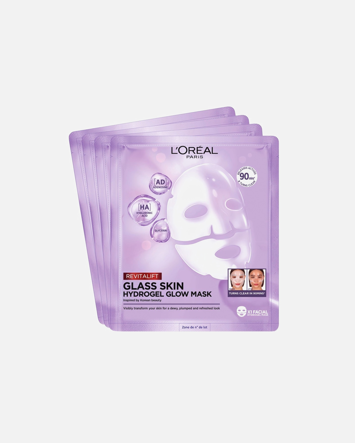 Tuchmaske für Unisex L’Oréal Paris Elseve Glass Skin Hydrogel Glow 1 Stück
