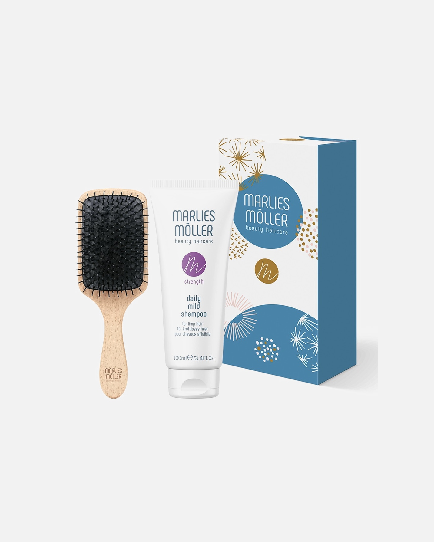 Haarpflegeset für Unisex Marlies Möller XMAS Set 1 Brush & Cleansing: Travel Hair & Scalp Brush Daily Mild Shampoo 1 Stück