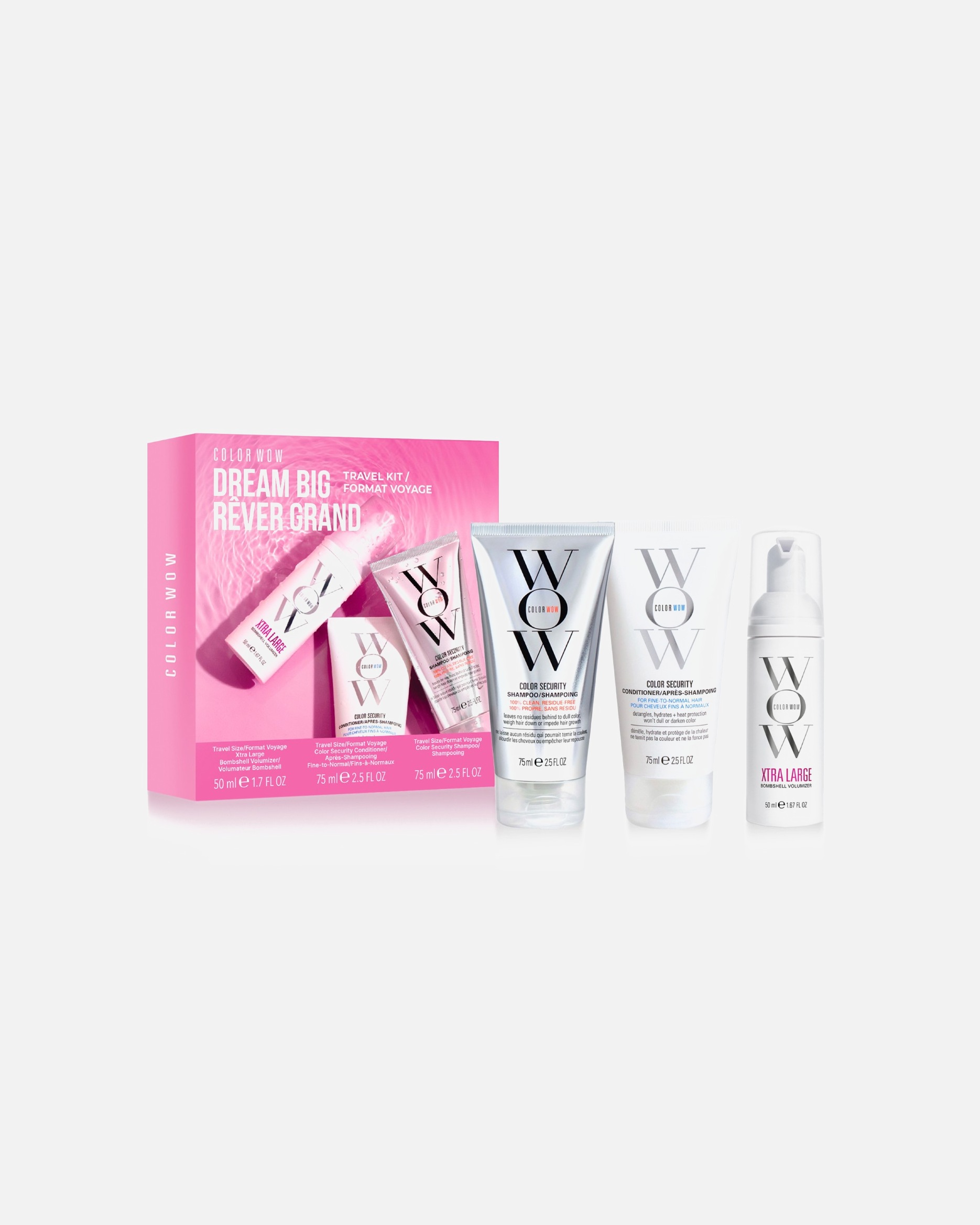 Haarpflegeset für Unisex COLOR WOW Dream Big Discovery Set mit Shampoo, Conditioner, Xtra Large 200 ml